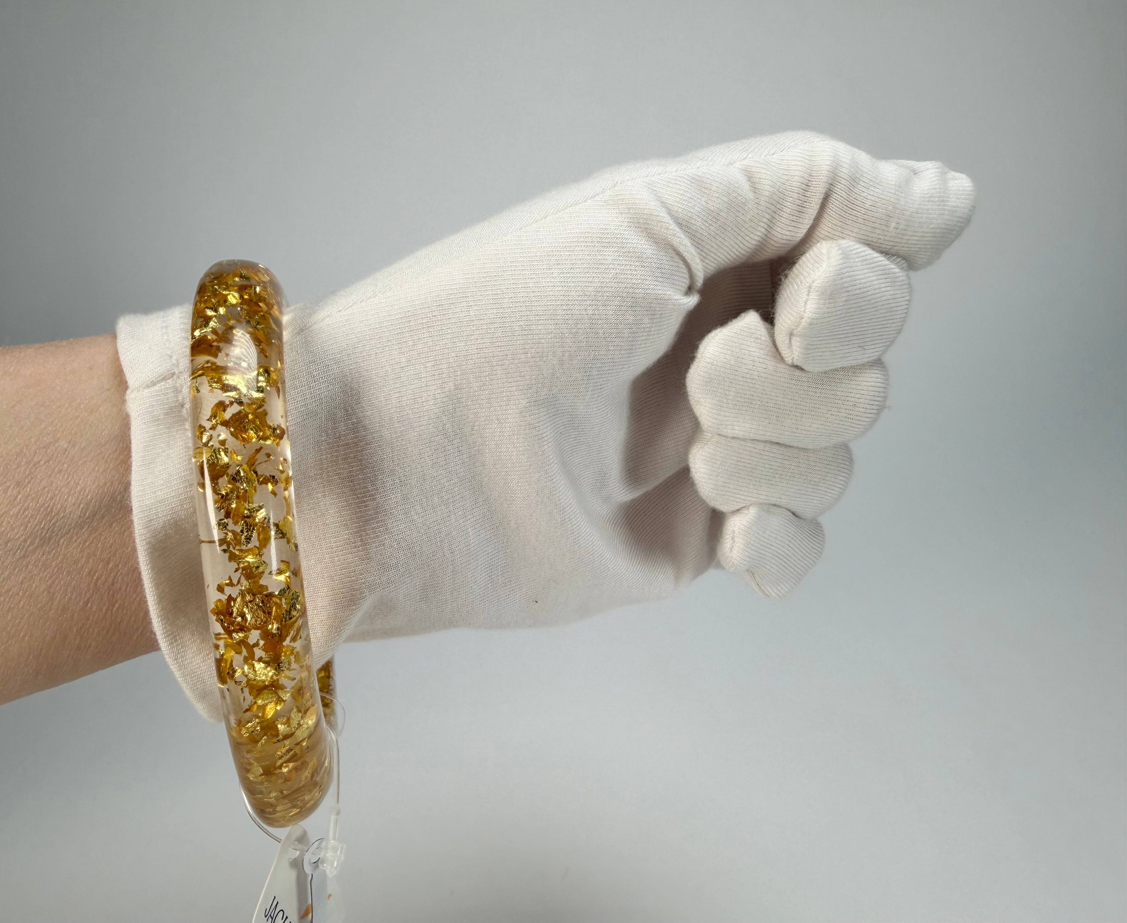 Jackie Brazil "Solid Oval" Gold Flakes 1.3cm Resin Bangle ( B0040 )