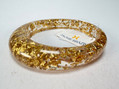 Jackie Brazil "Solid Oval" Gold Flakes 1.3cm Resin Bangle ( B0040 )
