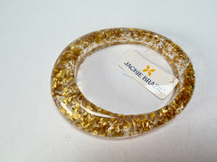 Jackie Brazil "Solid Oval" Gold Flakes 1.3cm Resin Bangle ( B0040 )
