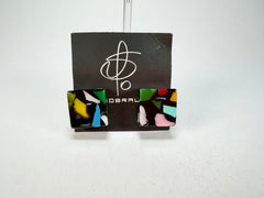 Jackie Brazil "Akbar" Art Deco Square Clip On Resin Earrings ( E3073 )