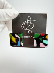 Jackie Brazil "Akbar" Art Deco Square Clip On Resin Earrings ( E3073 )