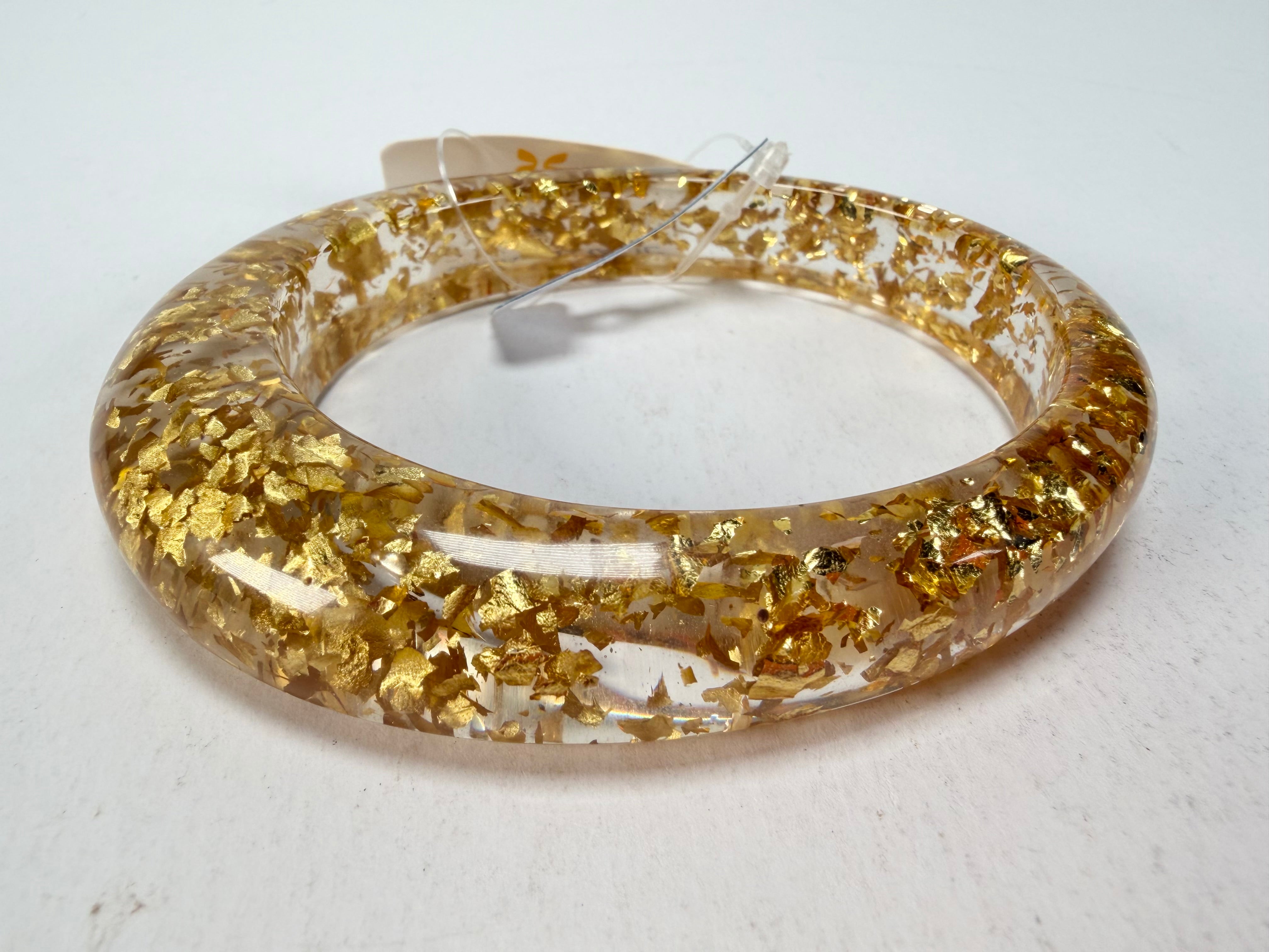 Jackie Brazil "Solid Oval" Gold Flakes 1.3cm Resin Bangle ( B0040 )