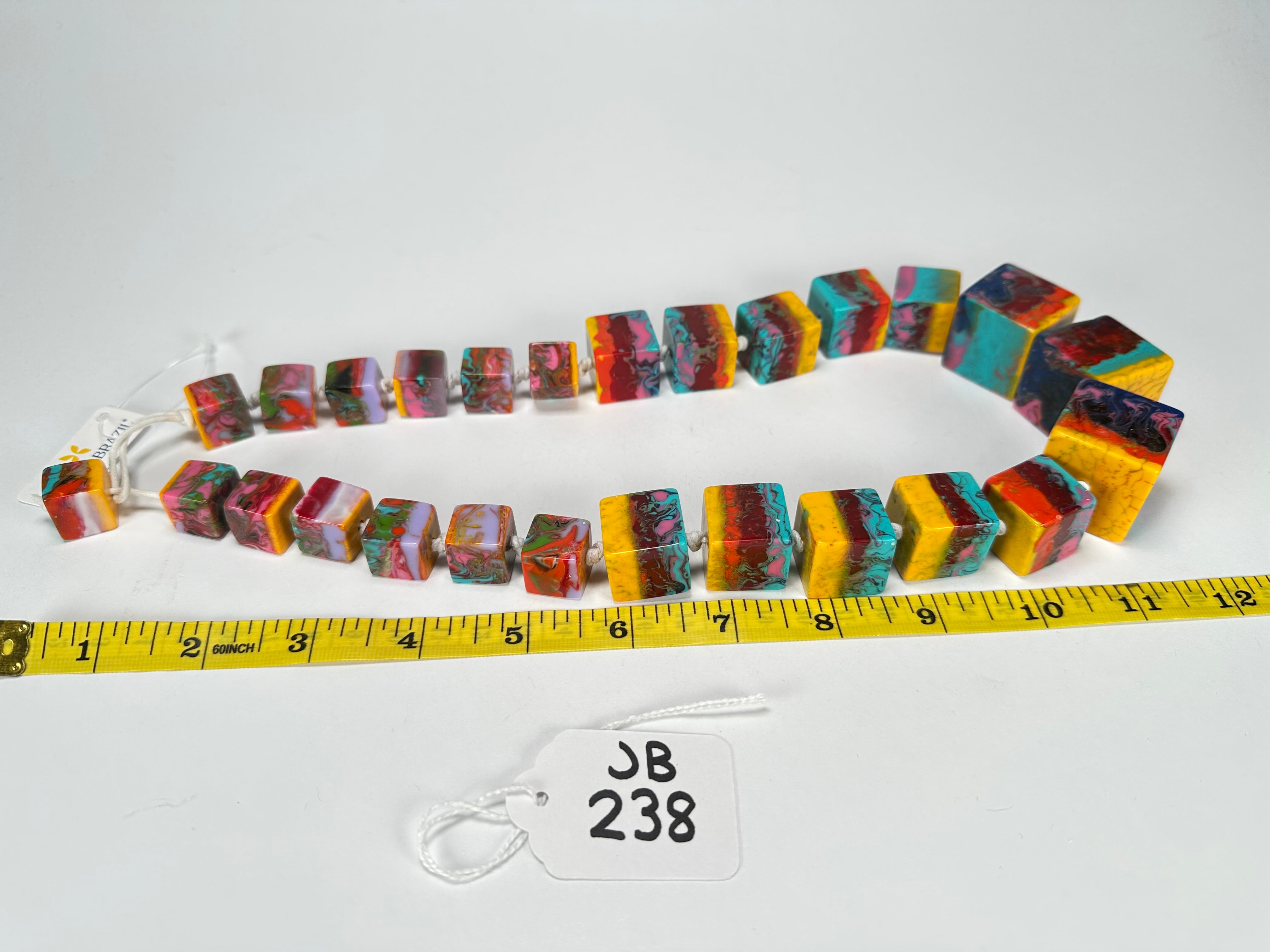 Jackie Brazil "Kandinsky" Mix Size Liquorice Cubes Resin Necklace ( N3343 )