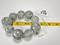 Jackie Brazil "Pebbles On Elastic" Silver Flakes Resin Bracelet ( B2693 )