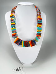 Jackie Brazil "Kandinsky" Mix Size Liquorice Cubes Resin Necklace ( N3343 )