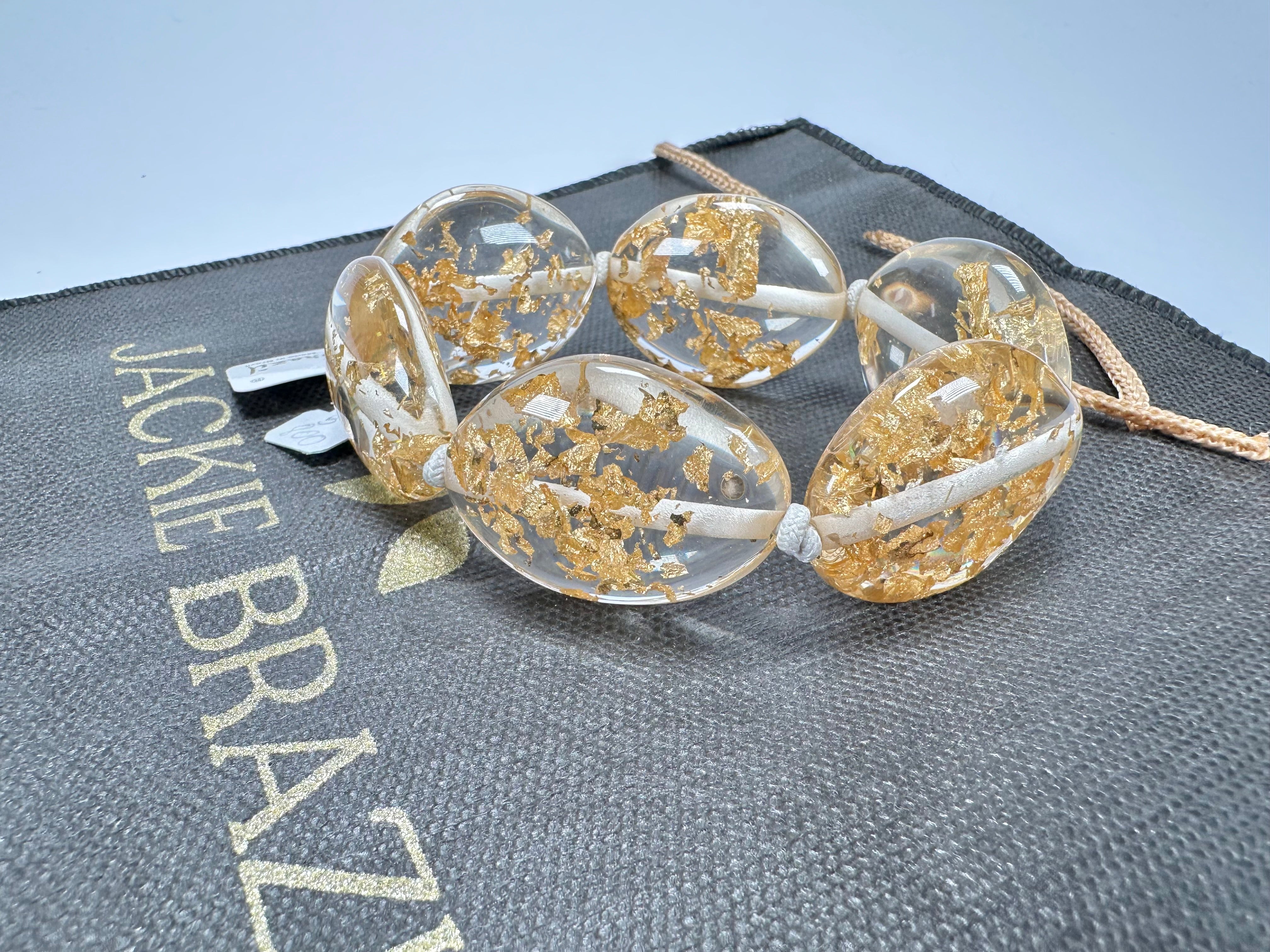 Jackie Brazil "Kathy" Gold Flakes Small Riverstones Bracelet ( B0800 )