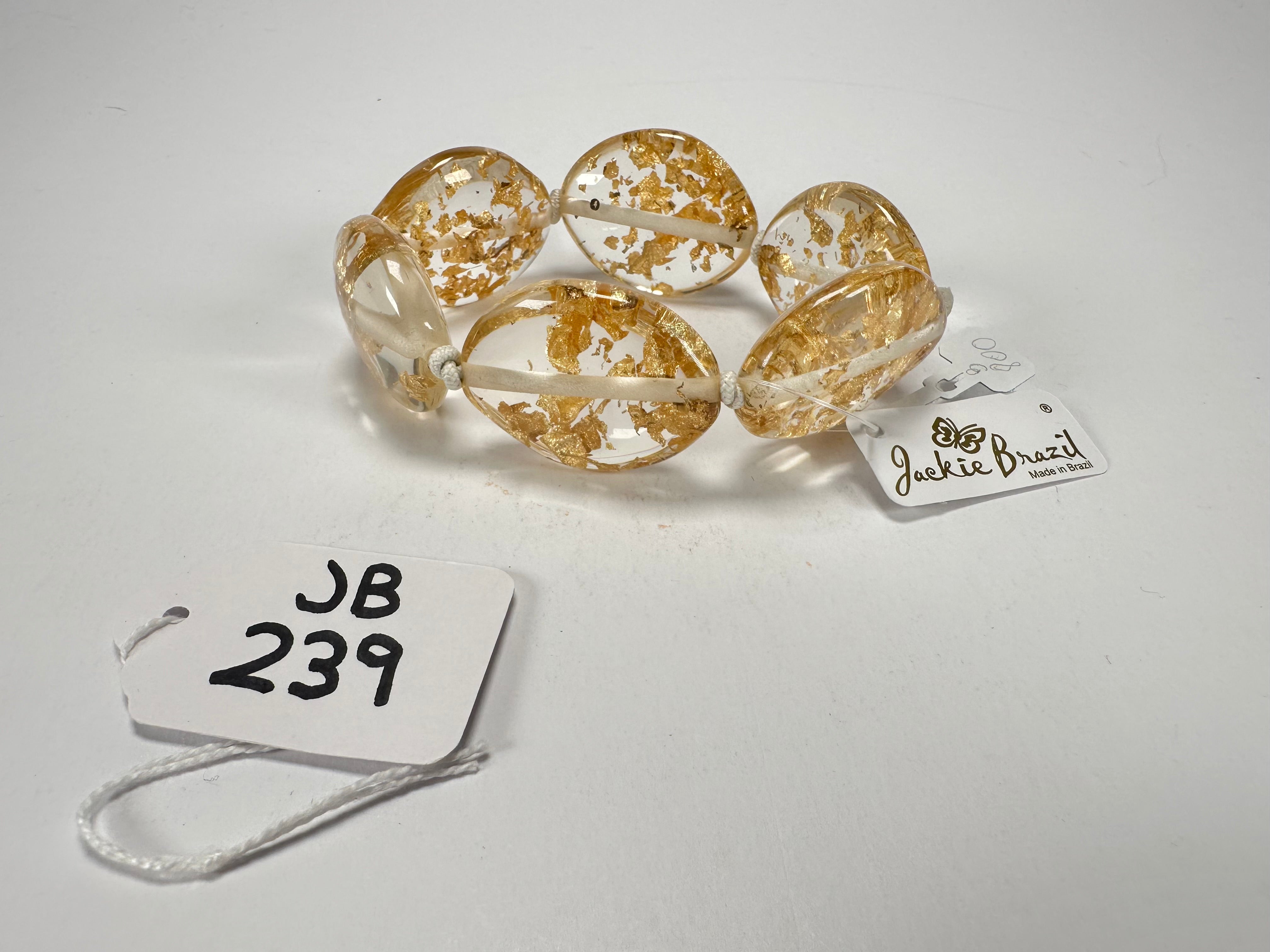 Jackie Brazil "Kathy" Gold Flakes Small Riverstones Bracelet ( B0800 )