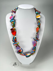 Jackie Brazil "Diamonds" Kandinsky Flintstone Bone 80cm Necklace ( N0080 )