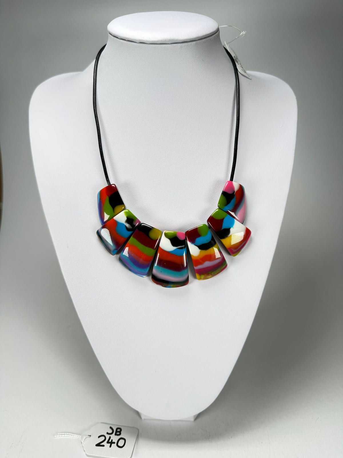 Jackie Brazil "Bella" Kandinsky 7 Piece on Leather Cord Choker Necklace ( N0035 )