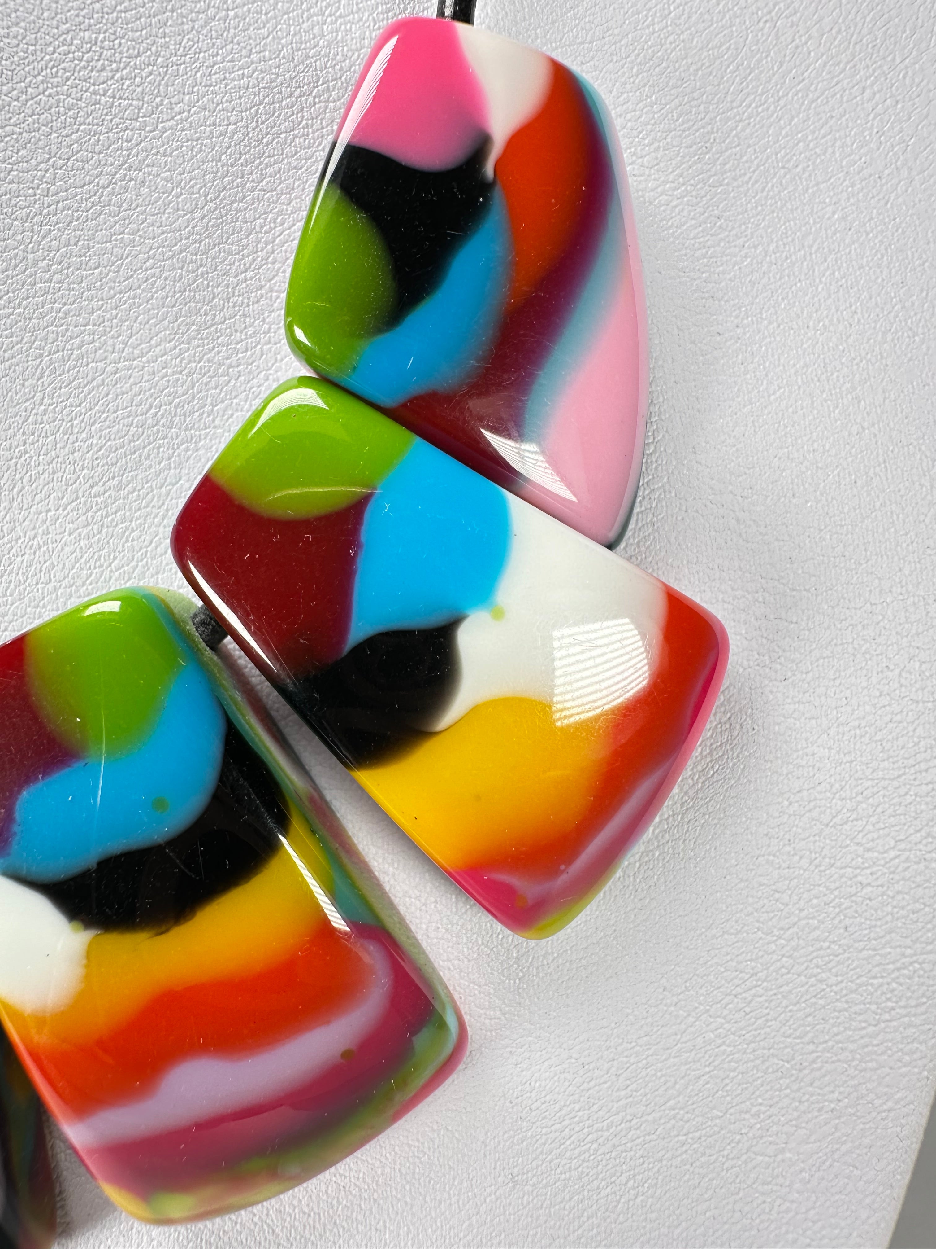 Jackie Brazil "Bella" Kandinsky 7 Piece on Leather Cord Choker Necklace ( N0035 )