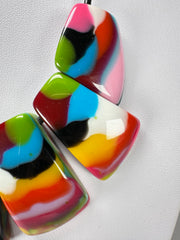 Jackie Brazil "Bella" Kandinsky 7 Piece on Leather Cord Choker Necklace ( N0035 )