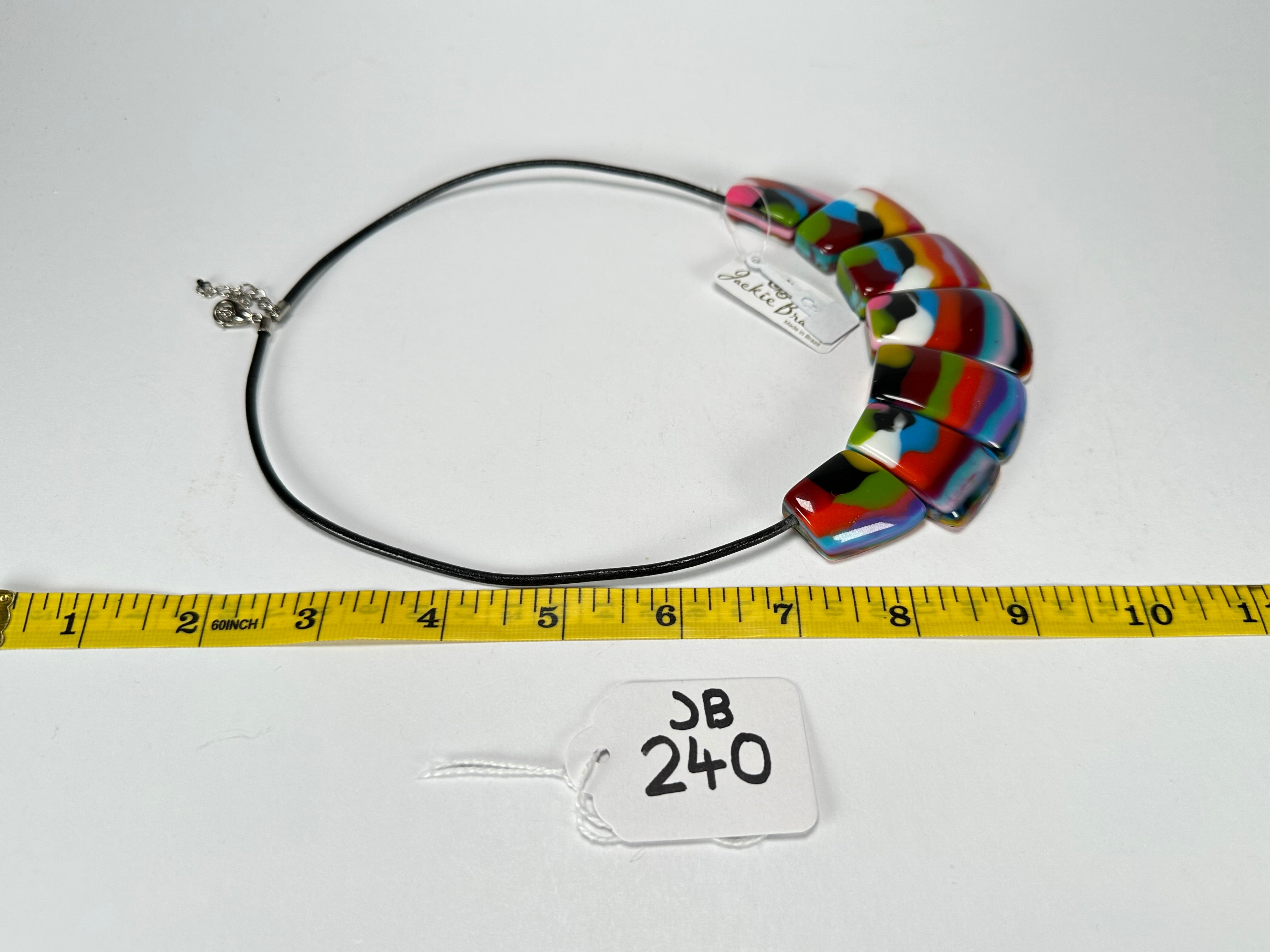 Jackie Brazil "Bella" Kandinsky 7 Piece on Leather Cord Choker Necklace ( N0035 )