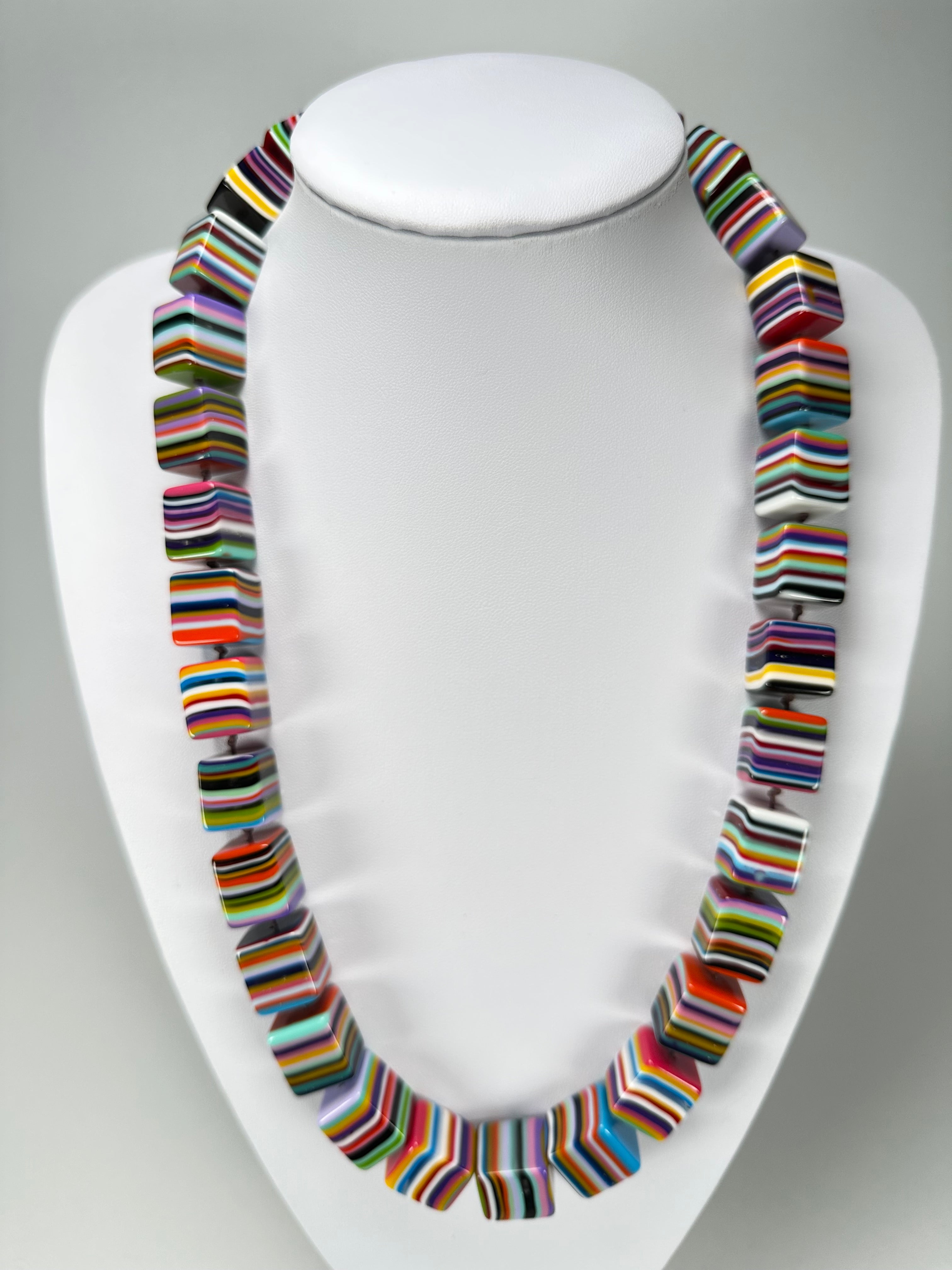 Jackie Brazil "POP" Liquorice Spring Mix Small Cubes 65cm Necklace ( N0046 )