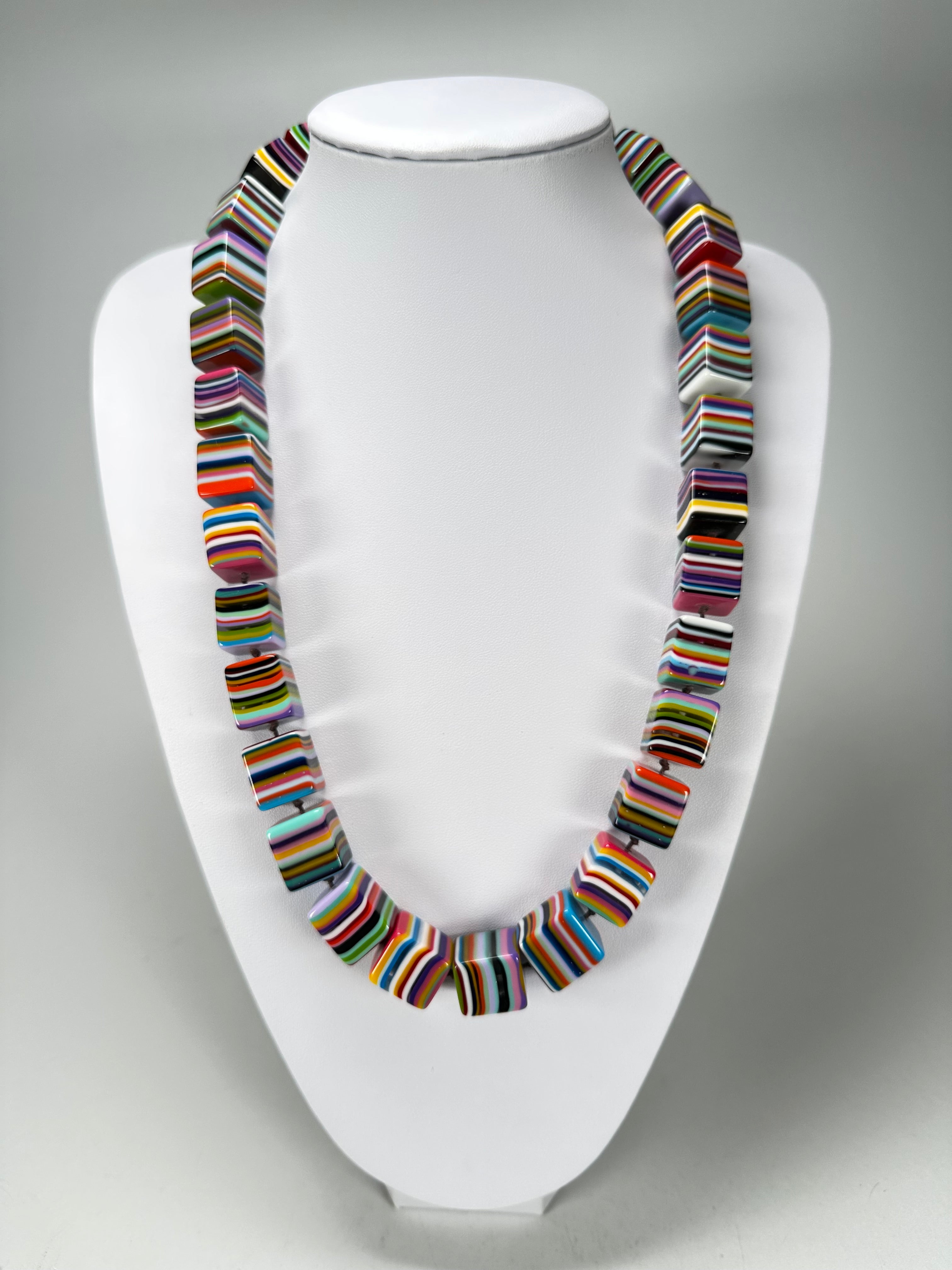 Jackie Brazil "POP" Liquorice Spring Mix Small Cubes 65cm Necklace ( N0046 )