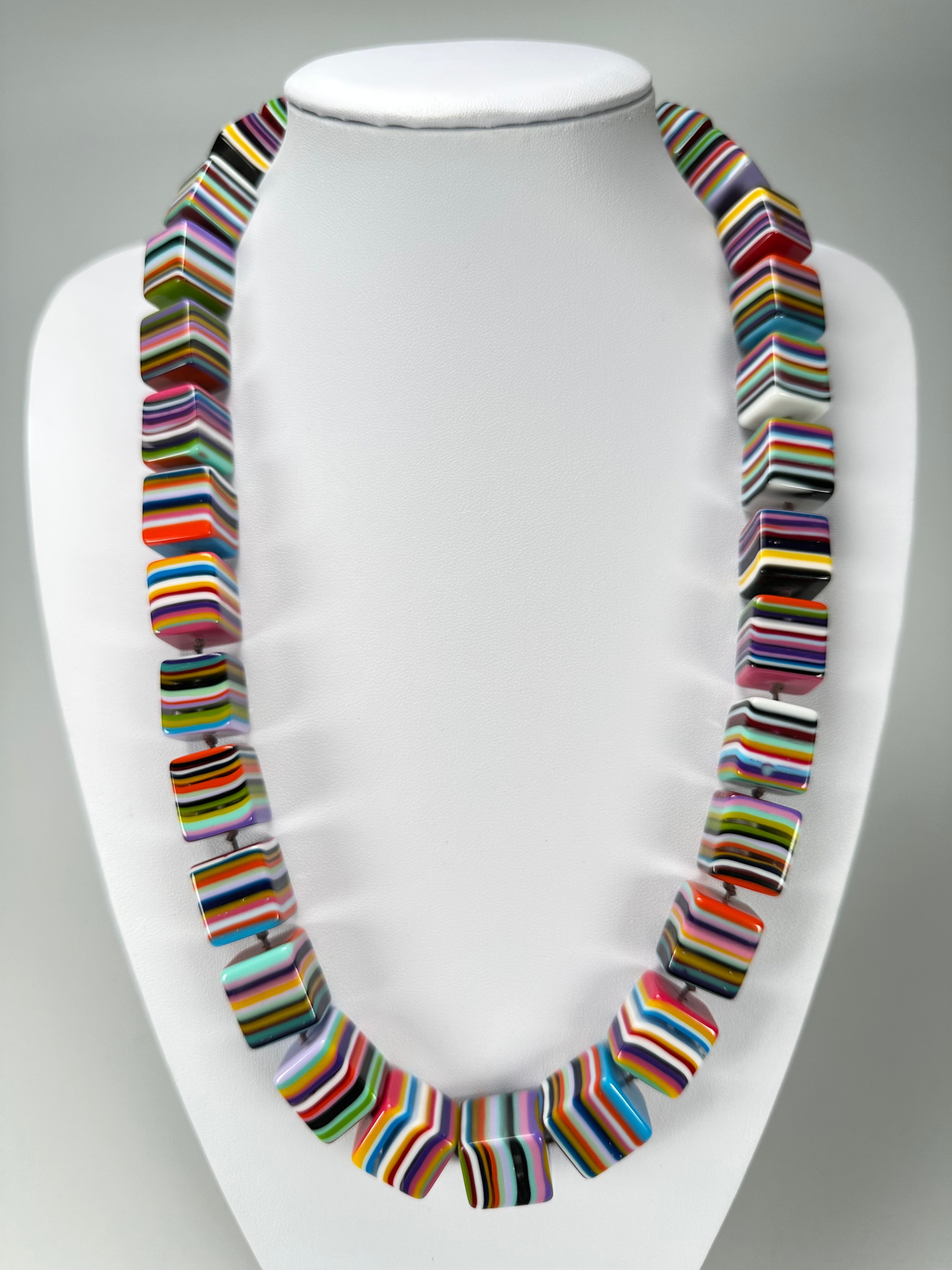 Jackie Brazil "POP" Liquorice Spring Mix Small Cubes 65cm Necklace ( N0046 )