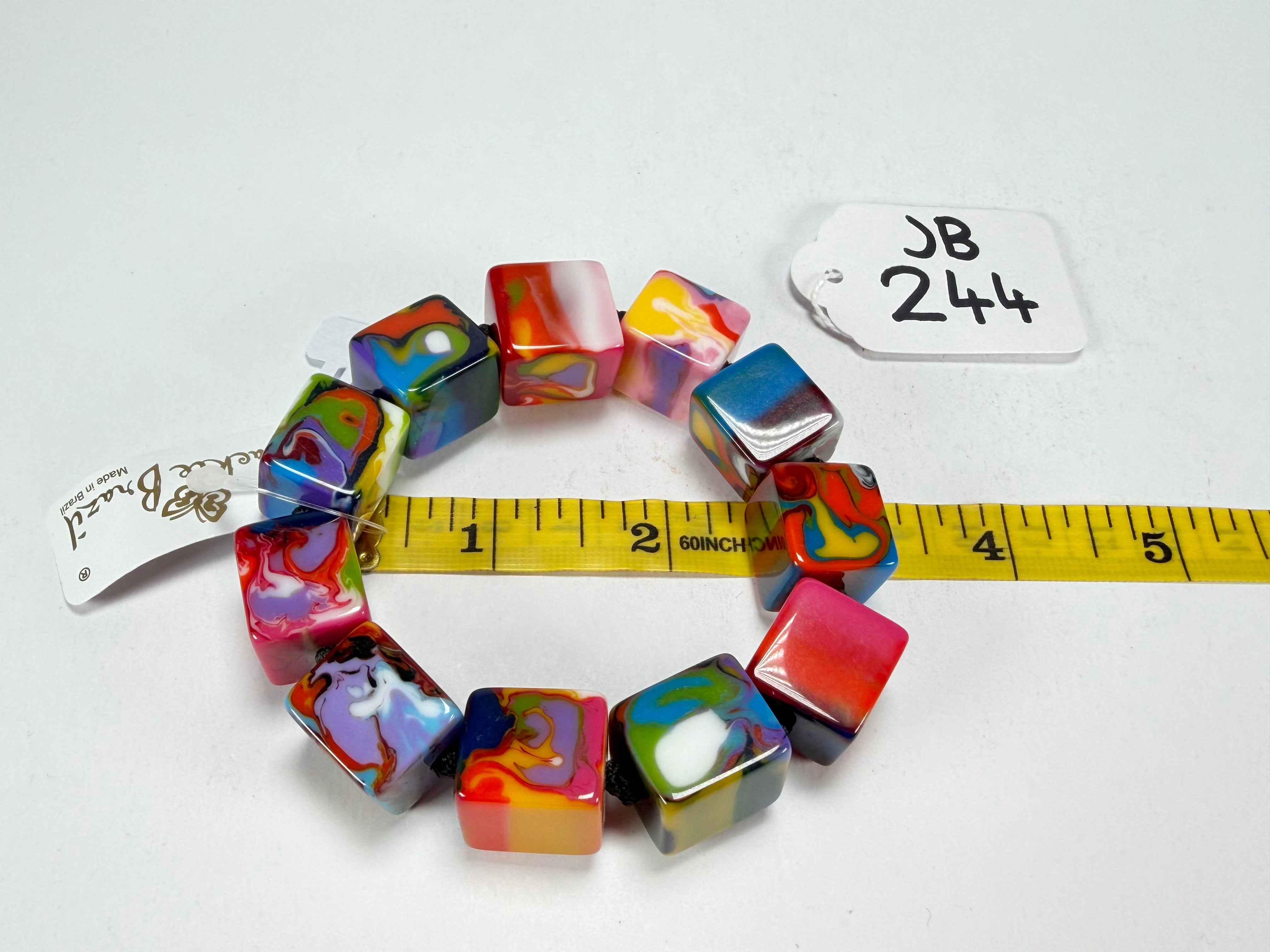 Jackie Brazil "Kandinsky" Liquorice Small Cubes Bracelet ( B0224 )