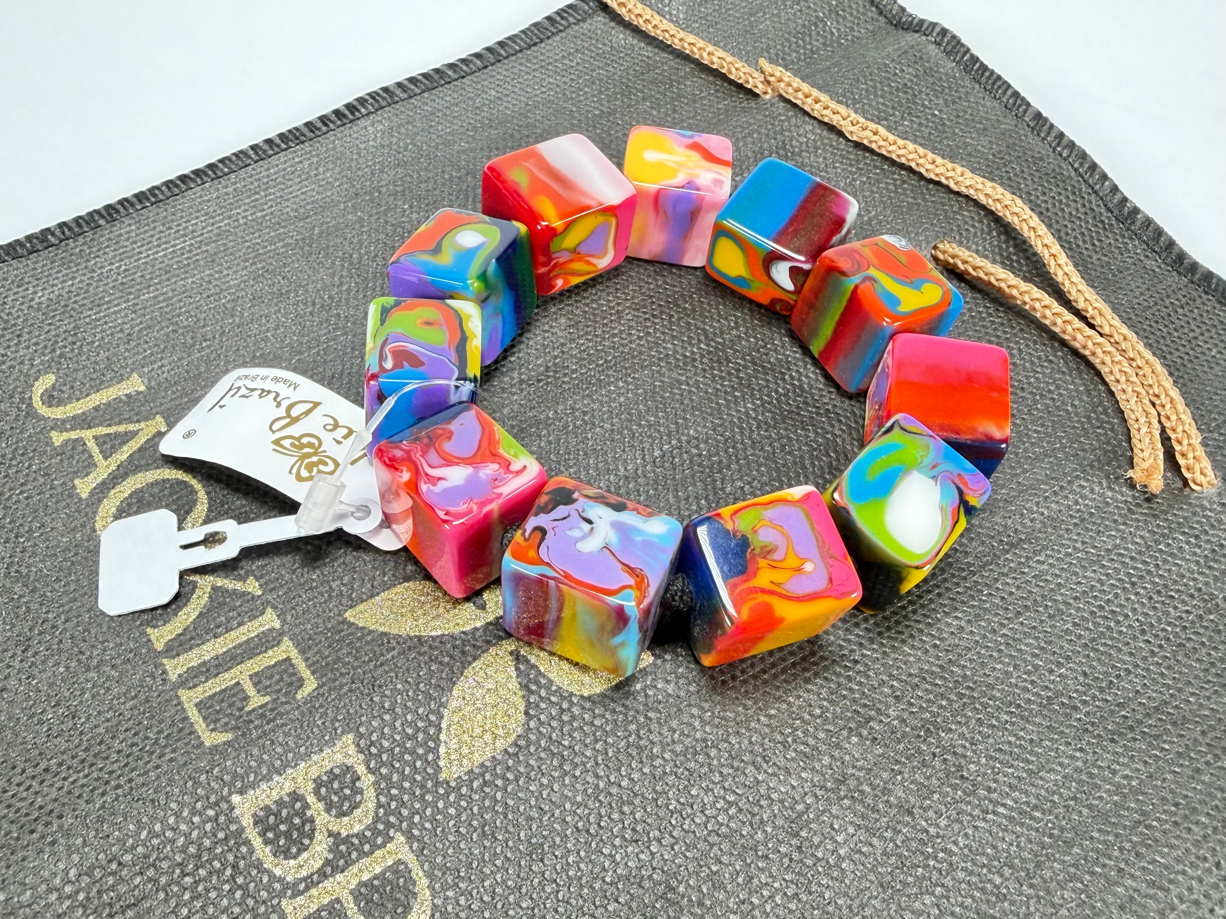 Jackie Brazil "Kandinsky" Liquorice Small Cubes Bracelet ( B0224 )