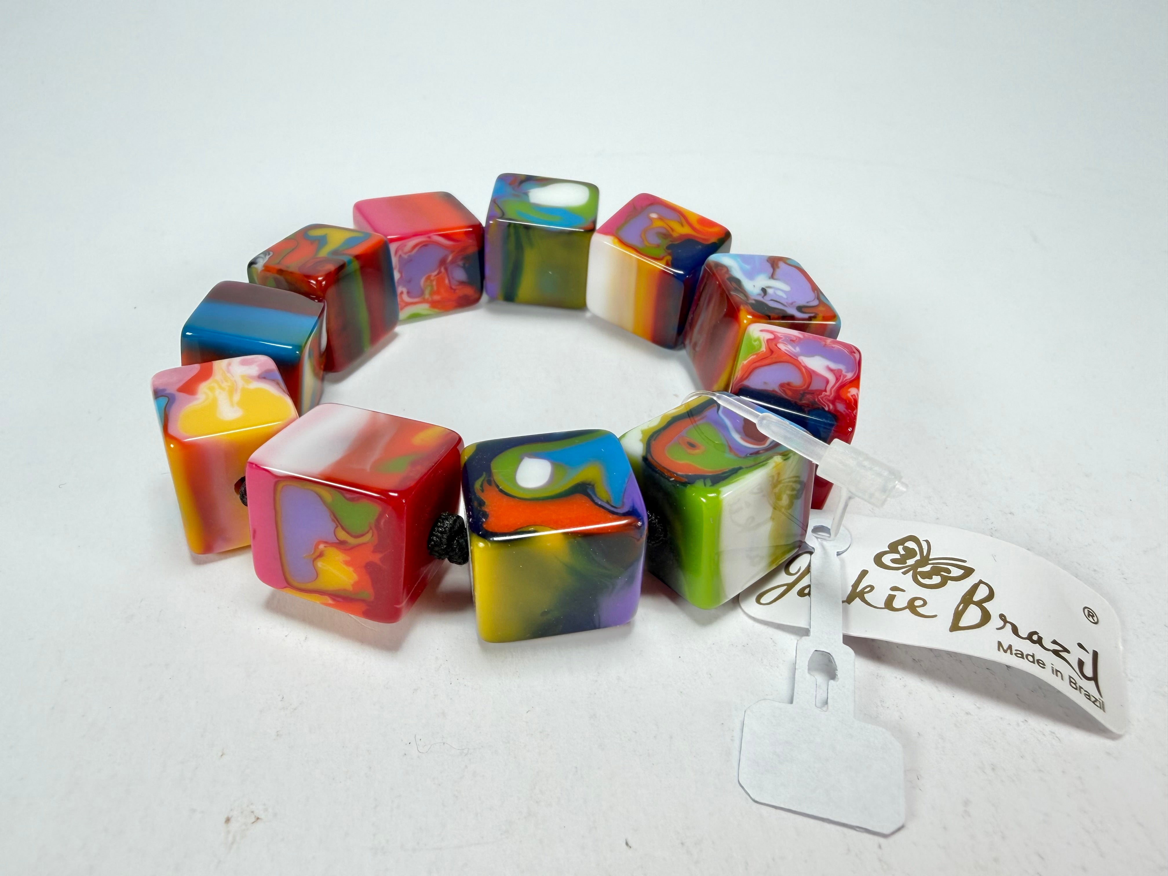 Jackie Brazil "Kandinsky" Liquorice Small Cubes Bracelet ( B0224 )