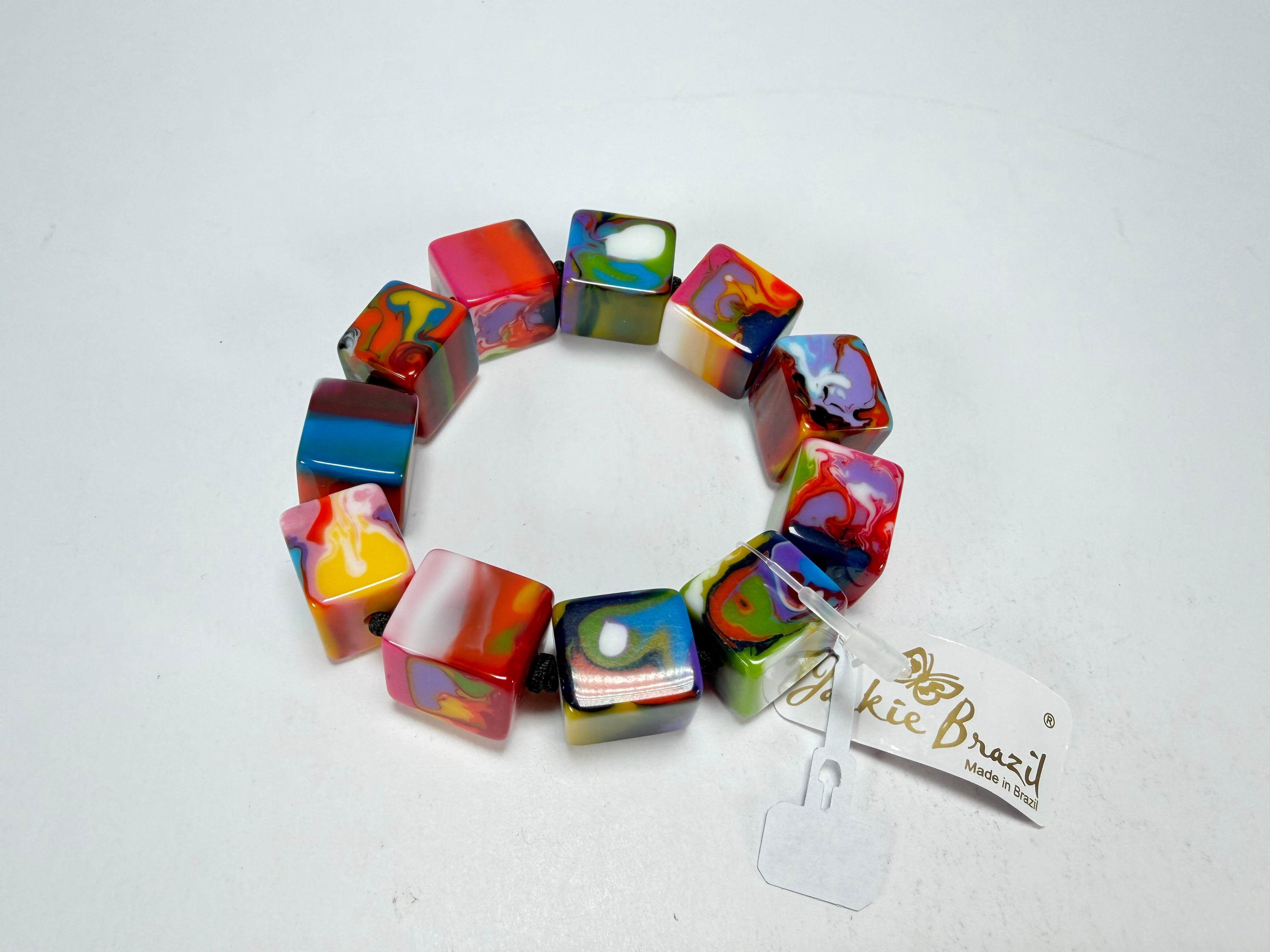 Jackie Brazil "Kandinsky" Liquorice Small Cubes Bracelet ( B0224 )