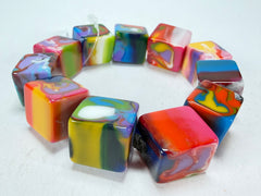 Jackie Brazil "Kandinsky" Liquorice Small Cubes Bracelet ( B0224 )