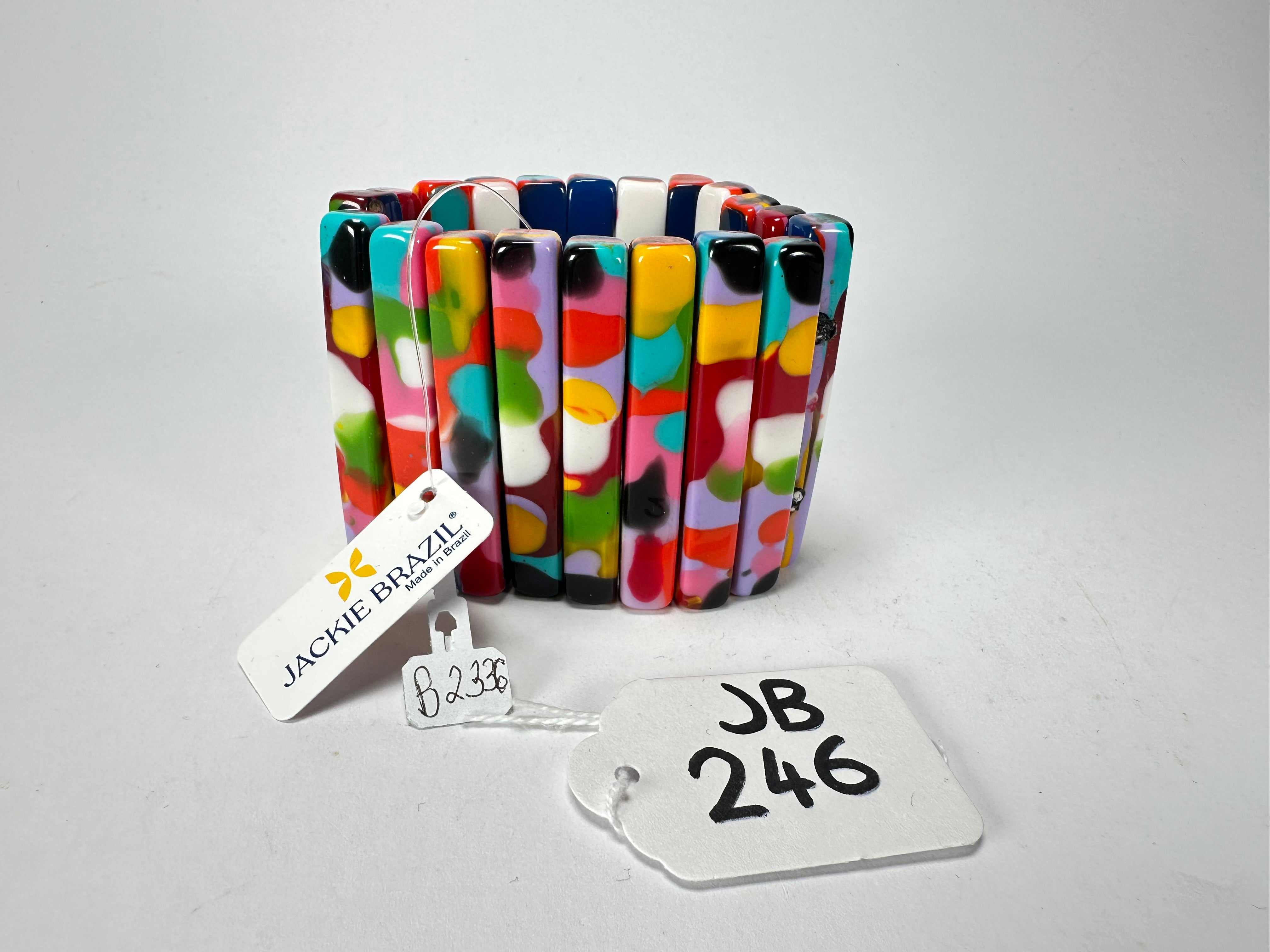 Jackie Brazil "Clarissa" Kandinsky Thin Rectangles Elasticated Bracelet ( B2335 )