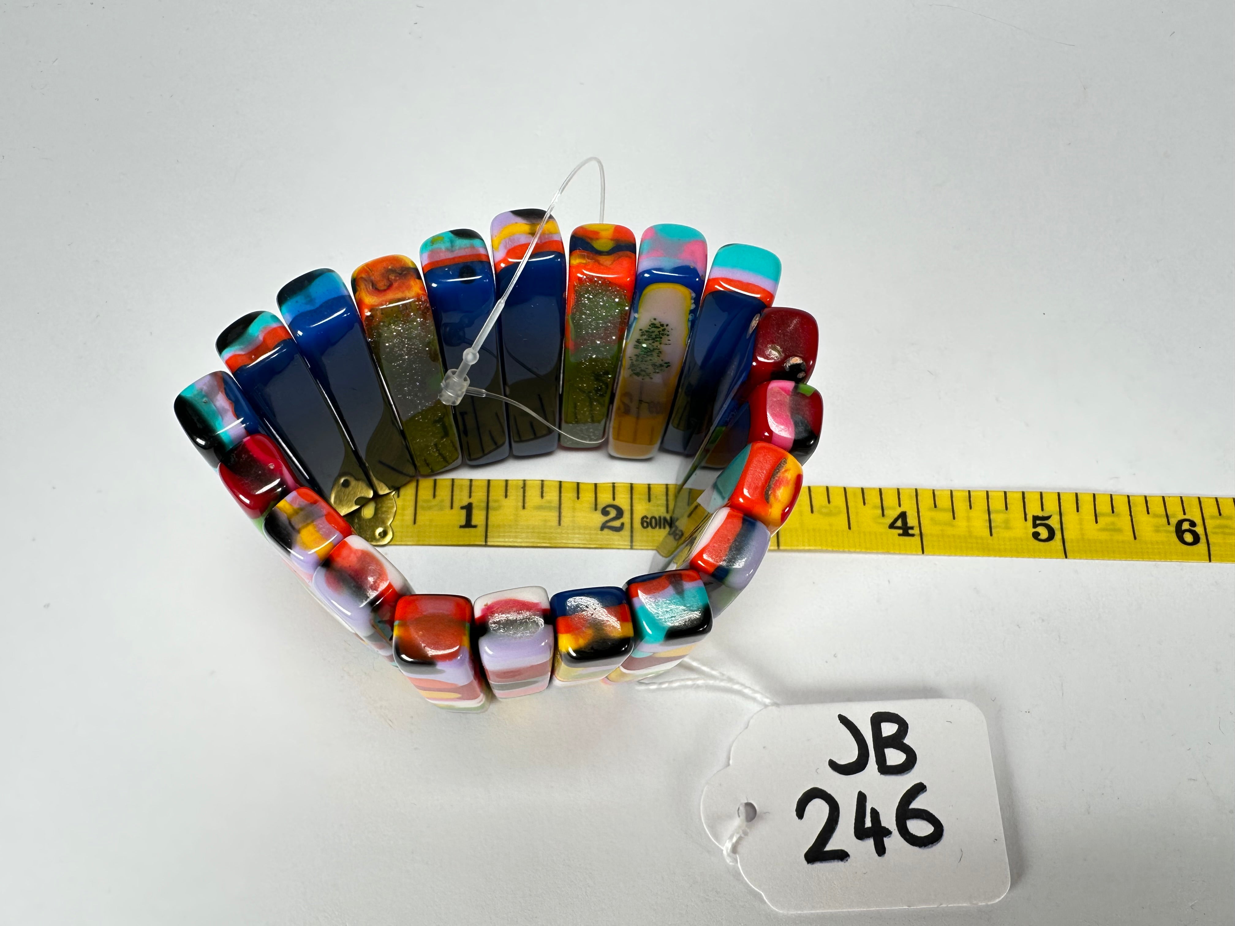 Jackie Brazil "Clarissa" Kandinsky Thin Rectangles Elasticated Bracelet ( B2335 )