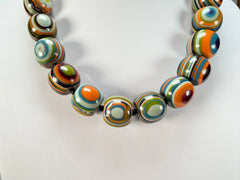 Jackie Brazil "Cat Eyes" Winter Mix Liquorice Balls Resin Necklace 50cm ( N0894 )