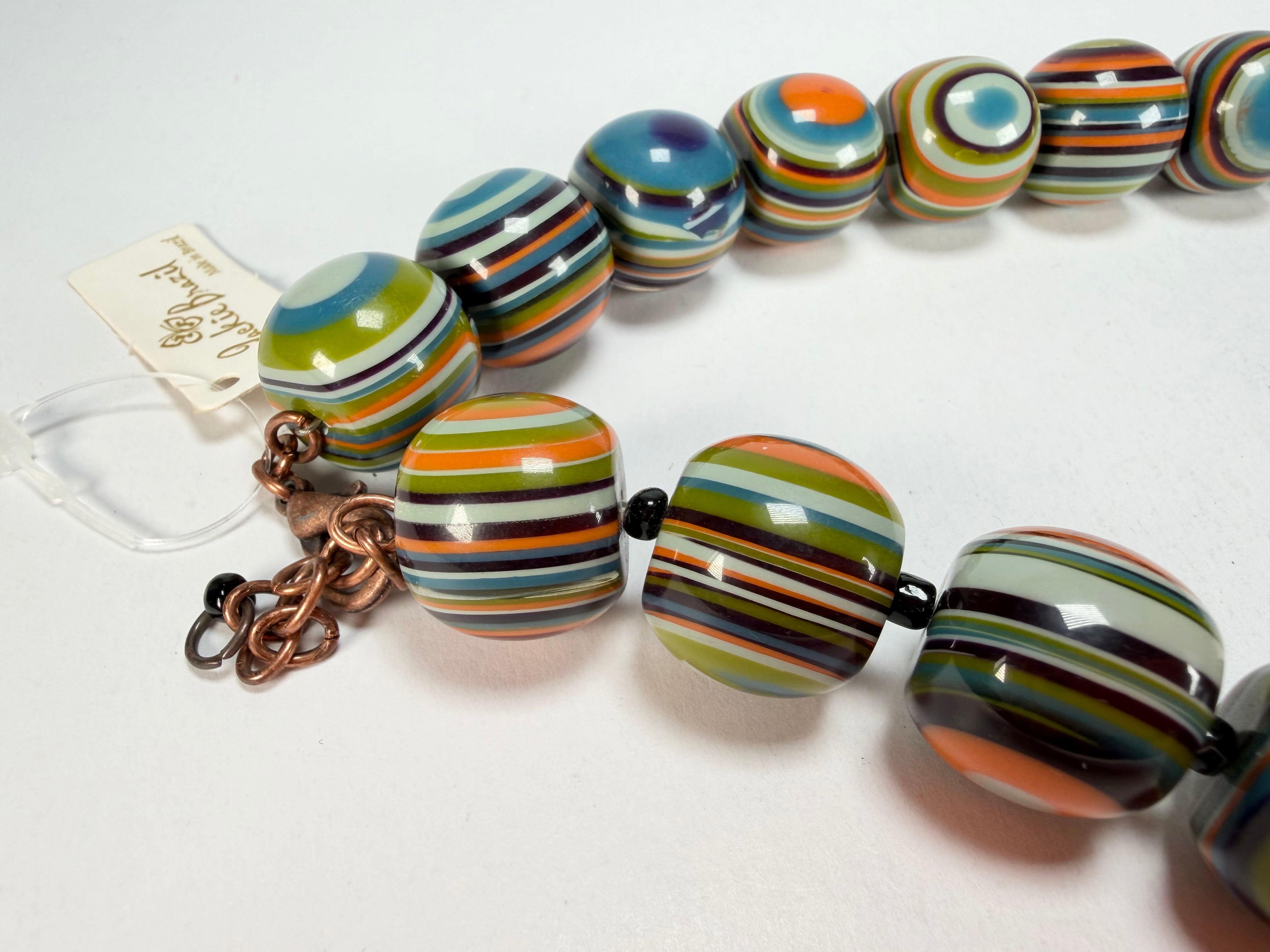Jackie Brazil "Cat Eyes" Winter Mix Liquorice Balls Resin Necklace 50cm ( N0894 )