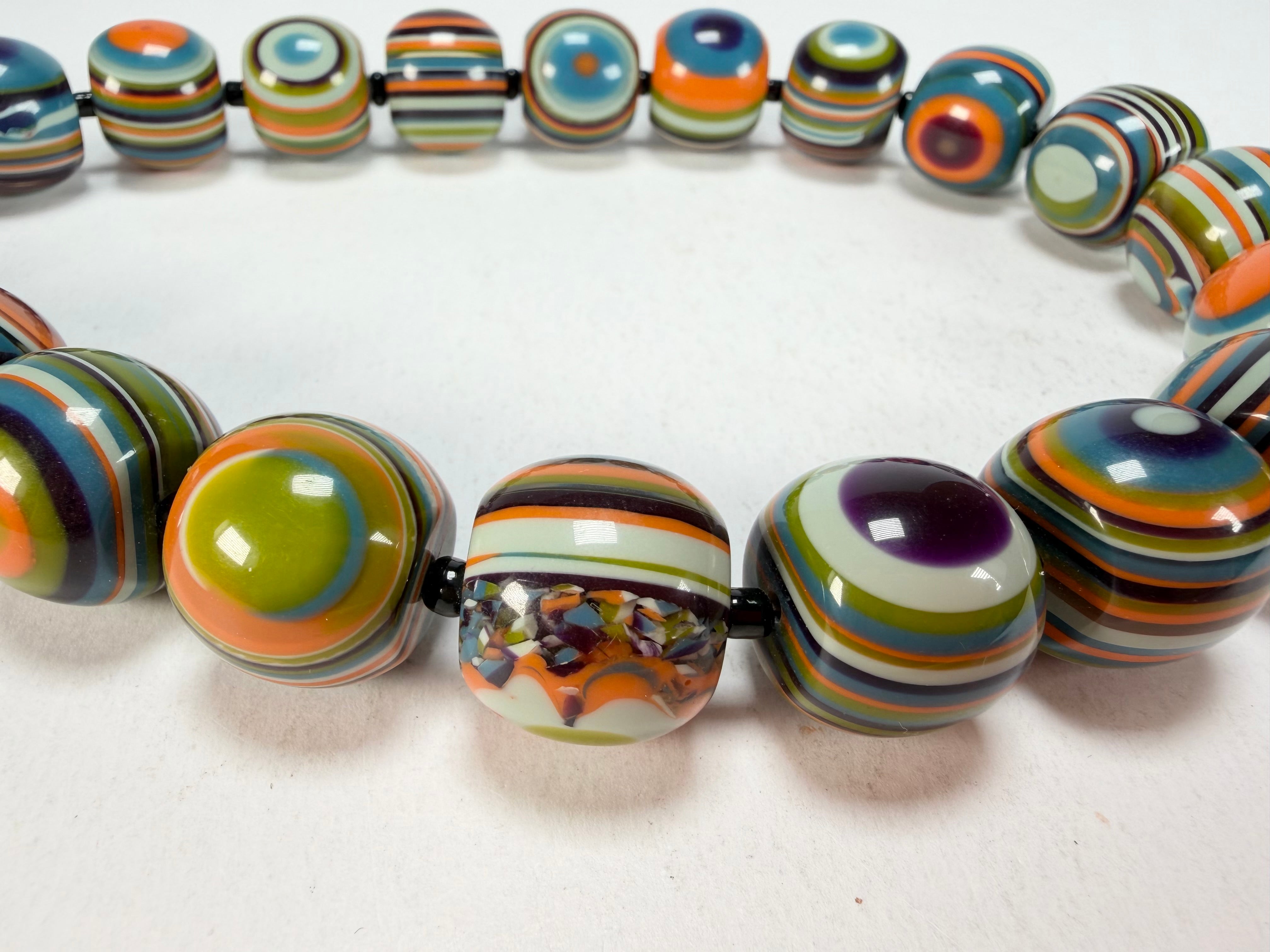 Jackie Brazil "Cat Eyes" Winter Mix Liquorice Balls Resin Necklace 50cm ( N0894 )