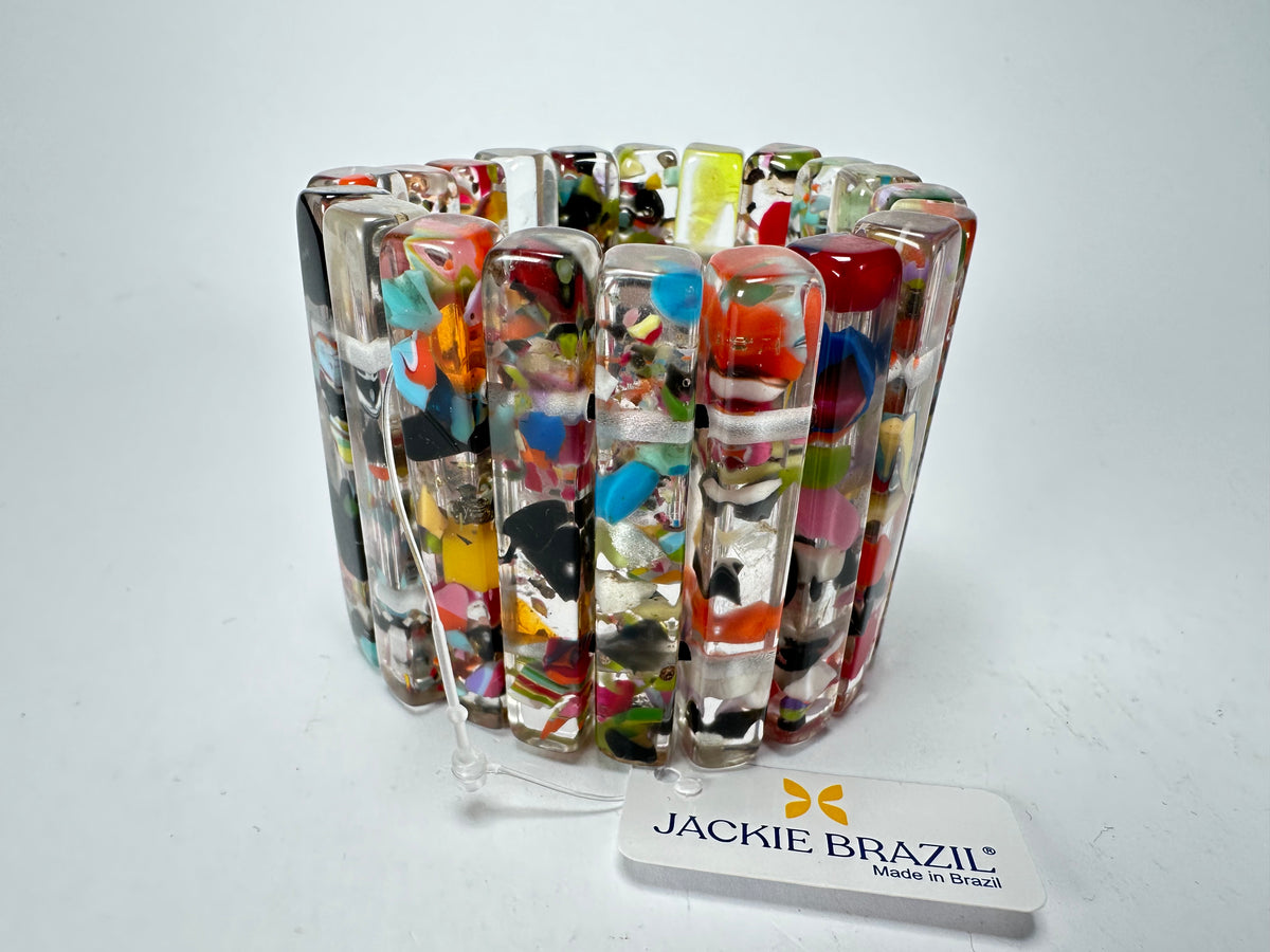 Jackie Brazil "Clarissa" Cascade Thin Rectangles Elasticated Bracelet ( B2335 )