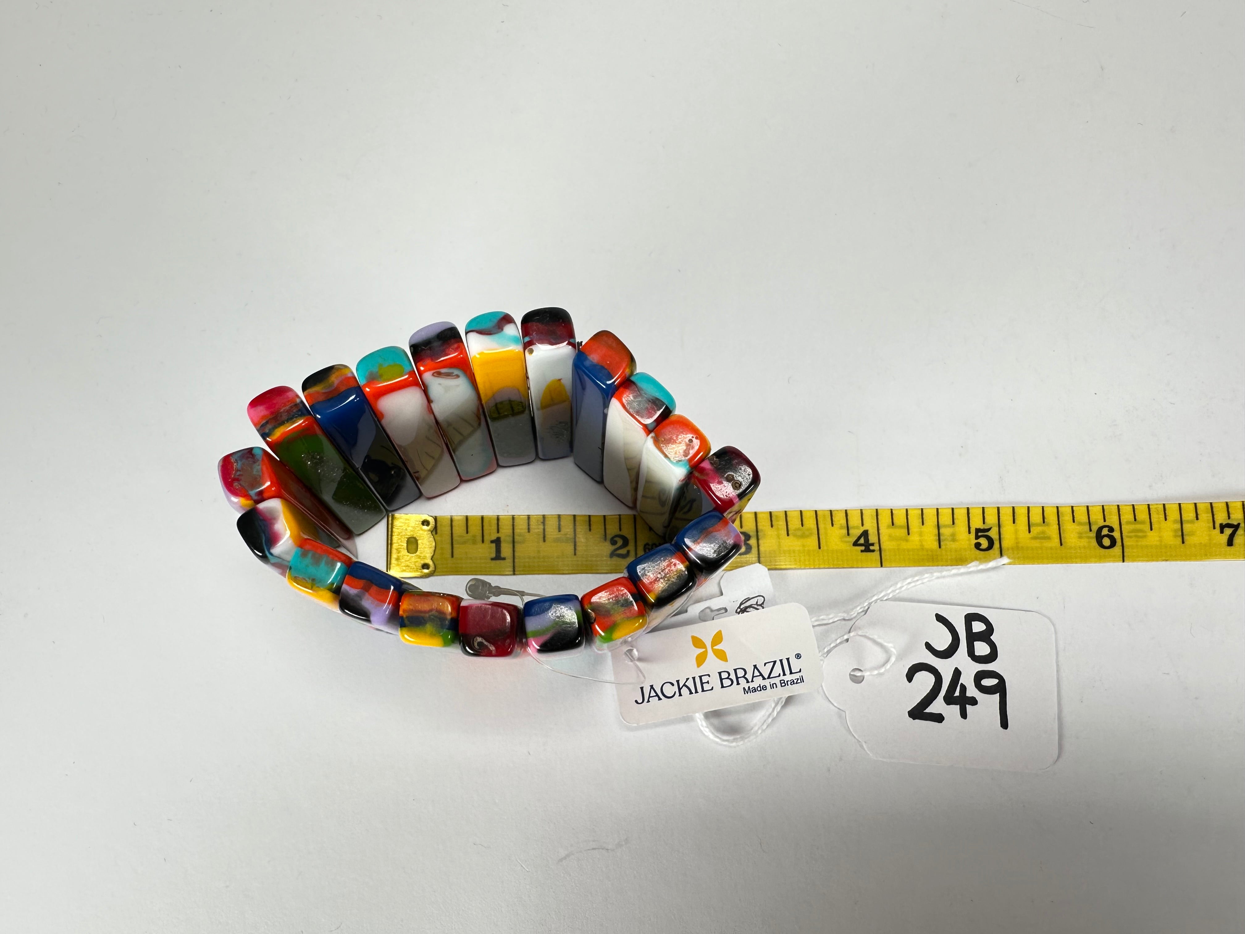 Jackie Brazil "Clarissa" Kandinsky Thin Rectangles Elasticated Bracelet ( B2335 )