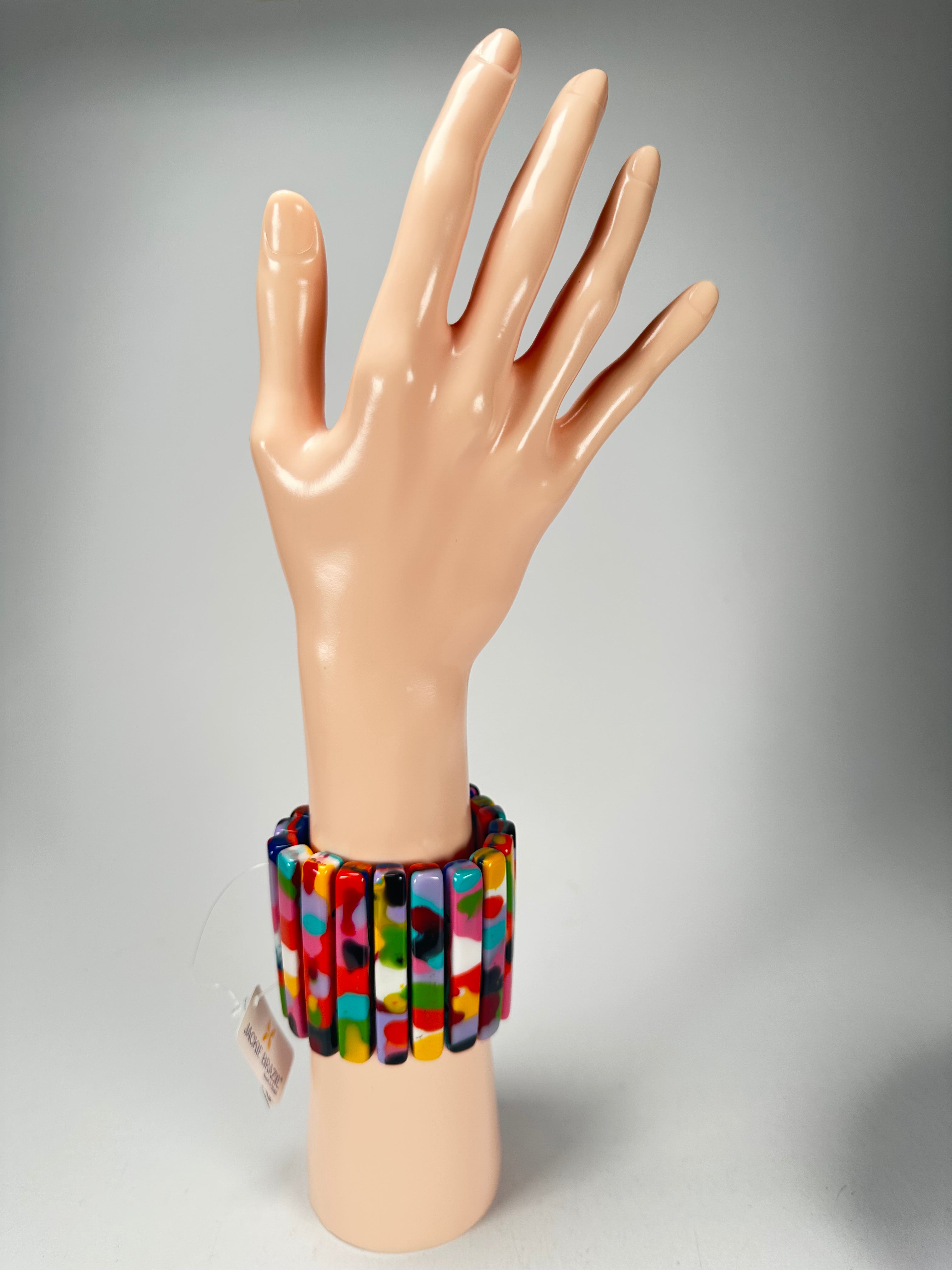 Jackie Brazil "Clarissa" Kandinsky Thin Rectangles Elasticated Bracelet ( B2335 )