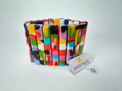 Jackie Brazil "Clarissa" Kandinsky Thin Rectangles Elasticated Bracelet ( B2335 )