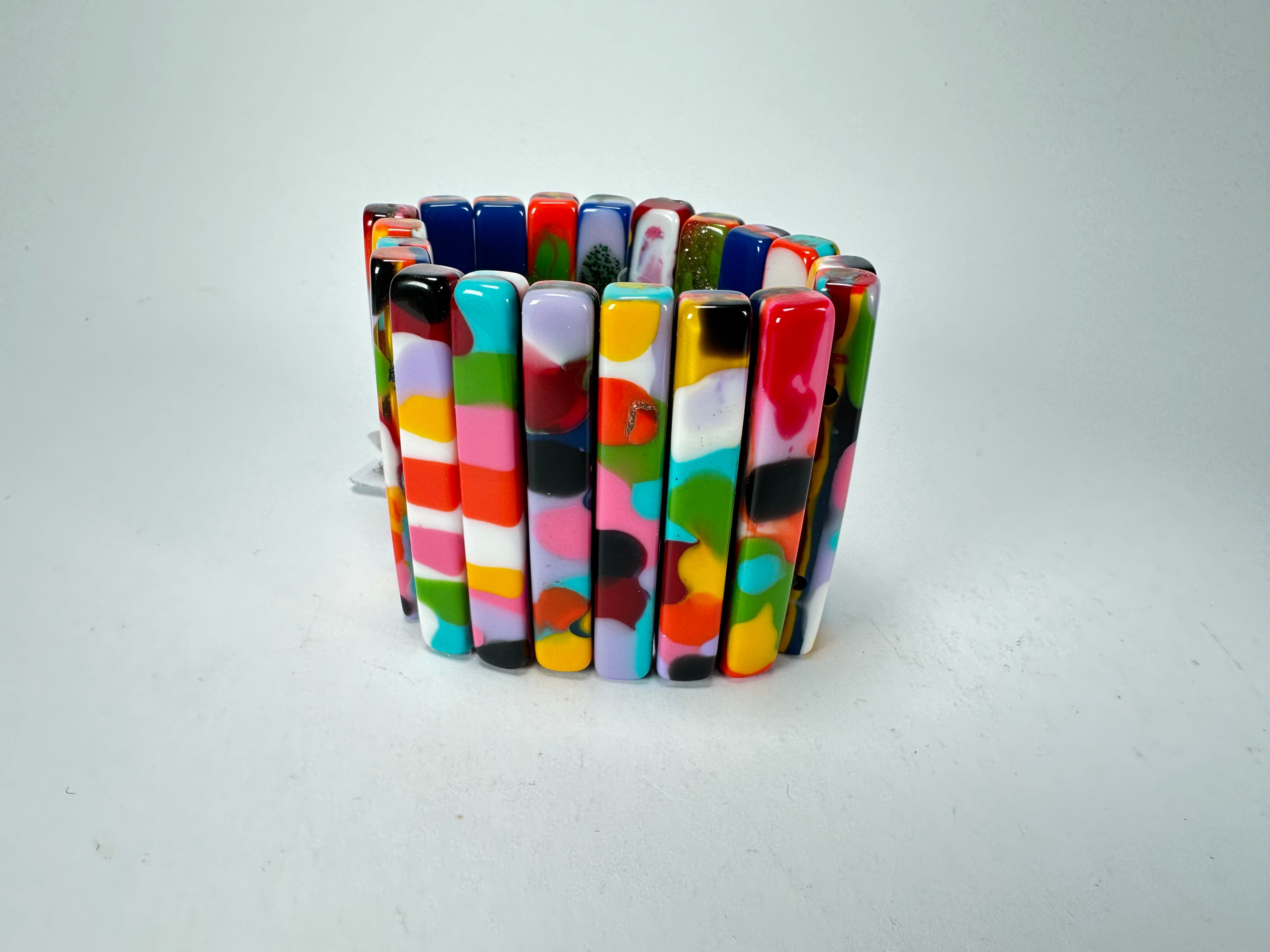 Jackie Brazil "Clarissa" Kandinsky Thin Rectangles Elasticated Bracelet ( B2335 )