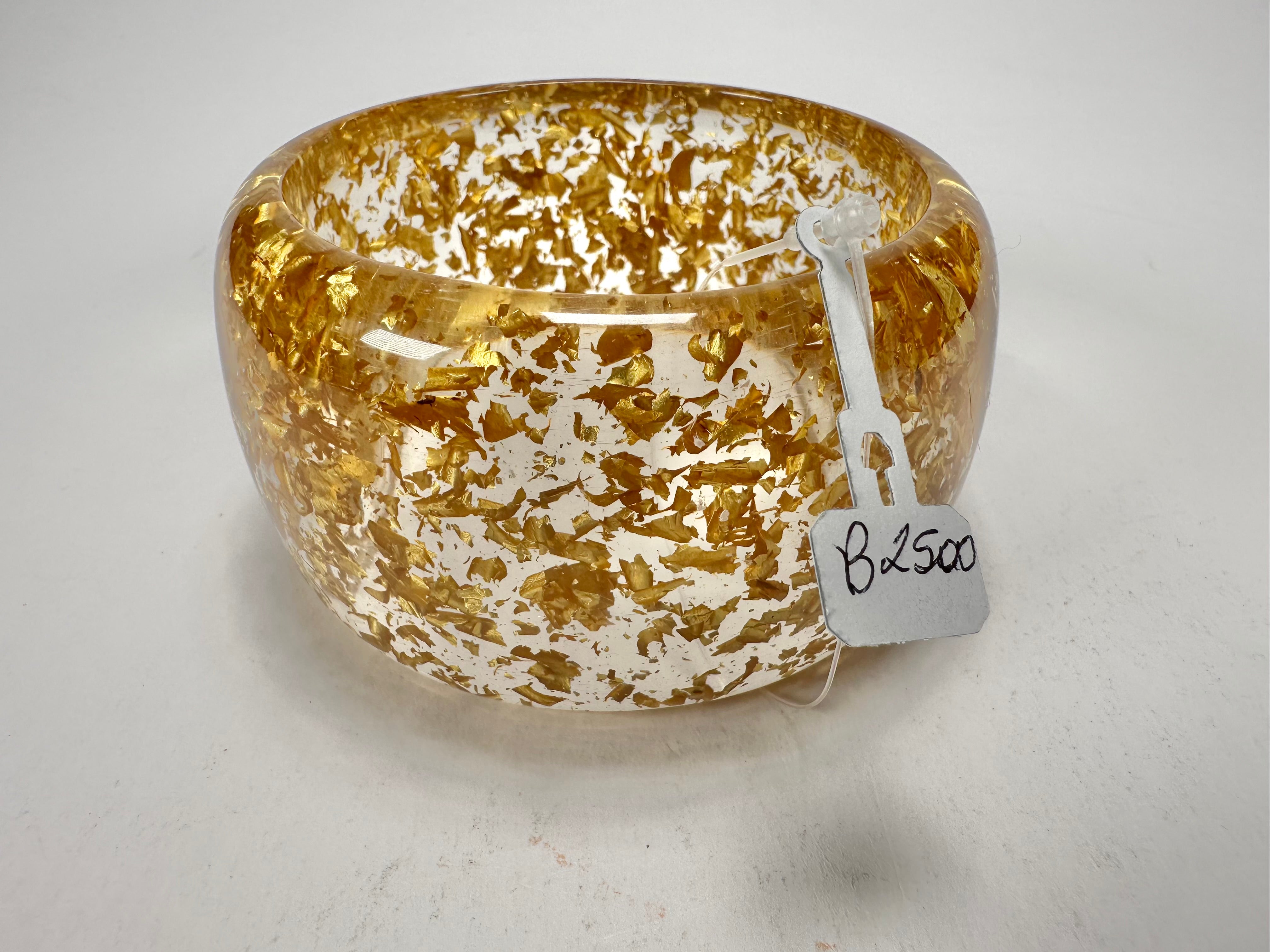Jackie Brazil "Carmen" Gold Flakes 5cm Resin Bangle ( B2500 )