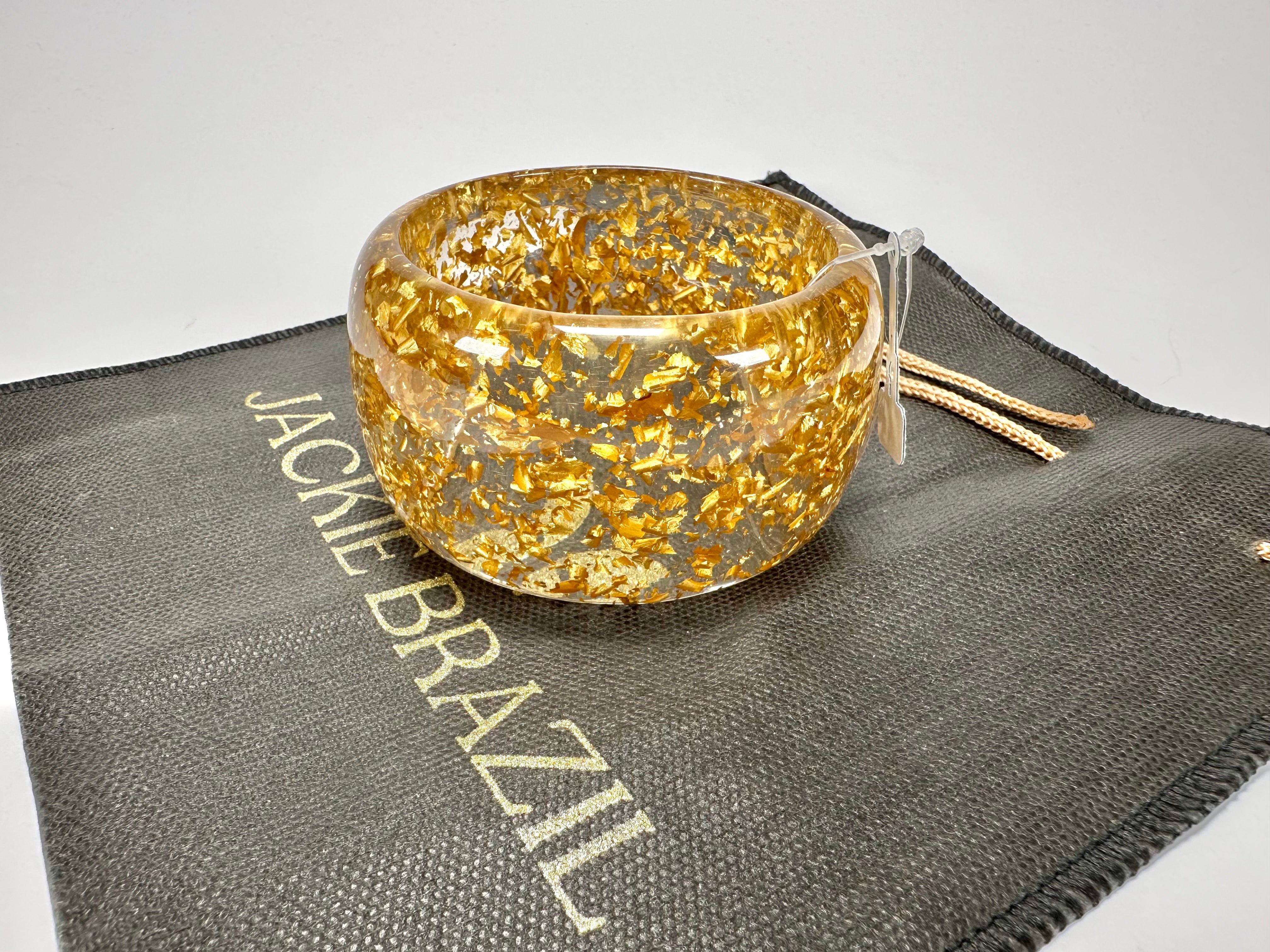 Jackie Brazil "Carmen" Gold Flakes 5cm Resin Bangle ( B2500 )