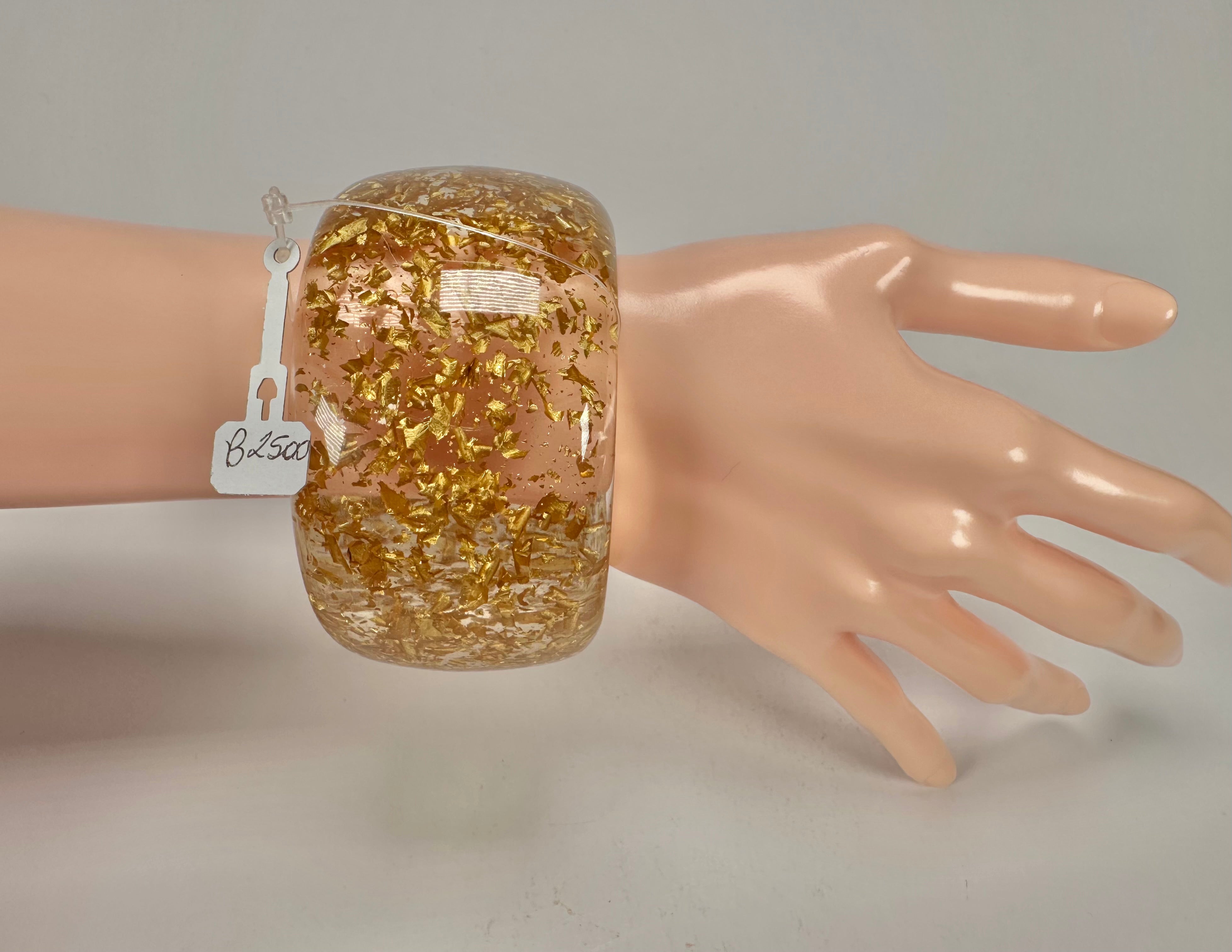 Jackie Brazil "Carmen" Gold Flakes 5cm Resin Bangle ( B2500 )