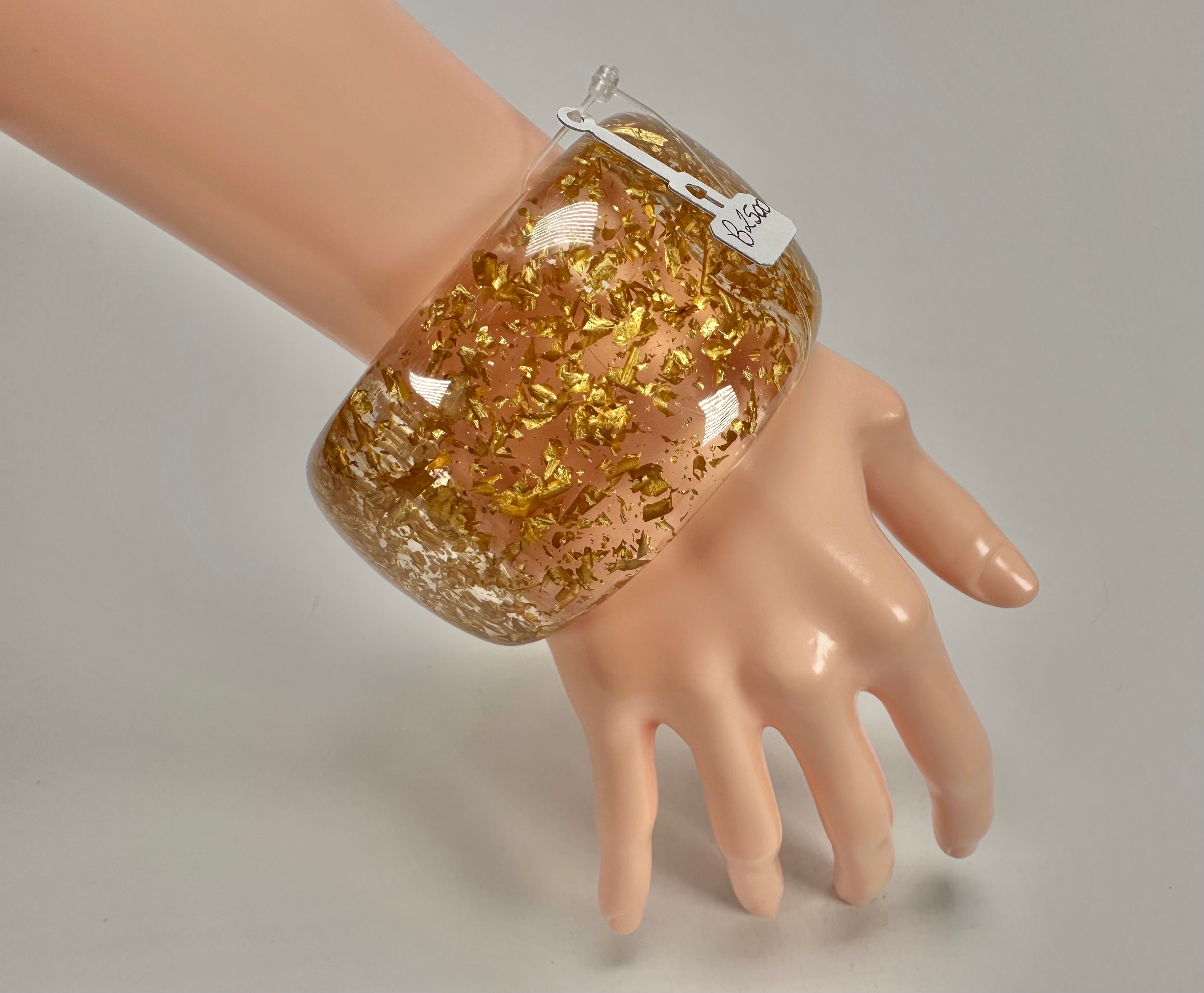 Jackie Brazil "Carmen" Gold Flakes 5cm Resin Bangle ( B2500 )