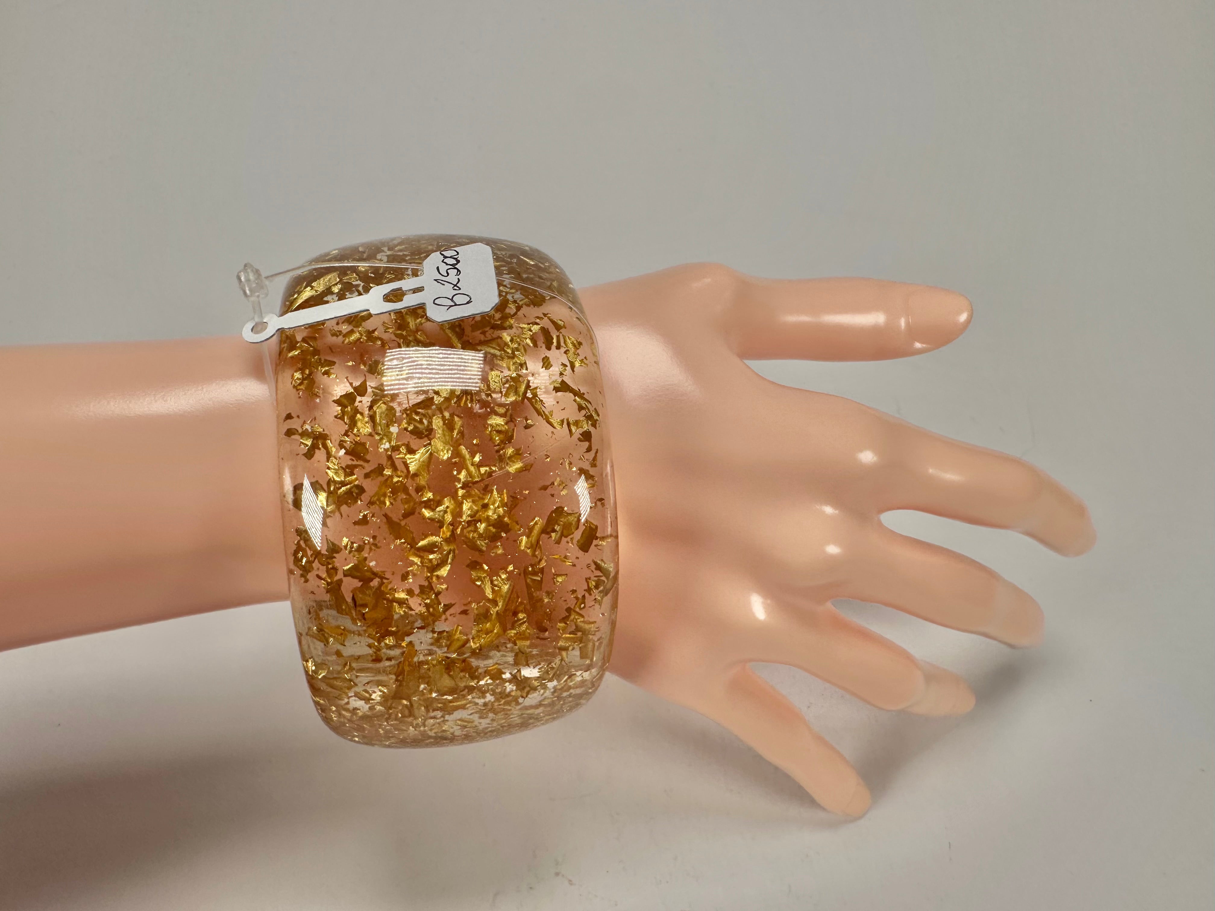 Jackie Brazil "Carmen" Gold Flakes 5cm Resin Bangle ( B2500 )