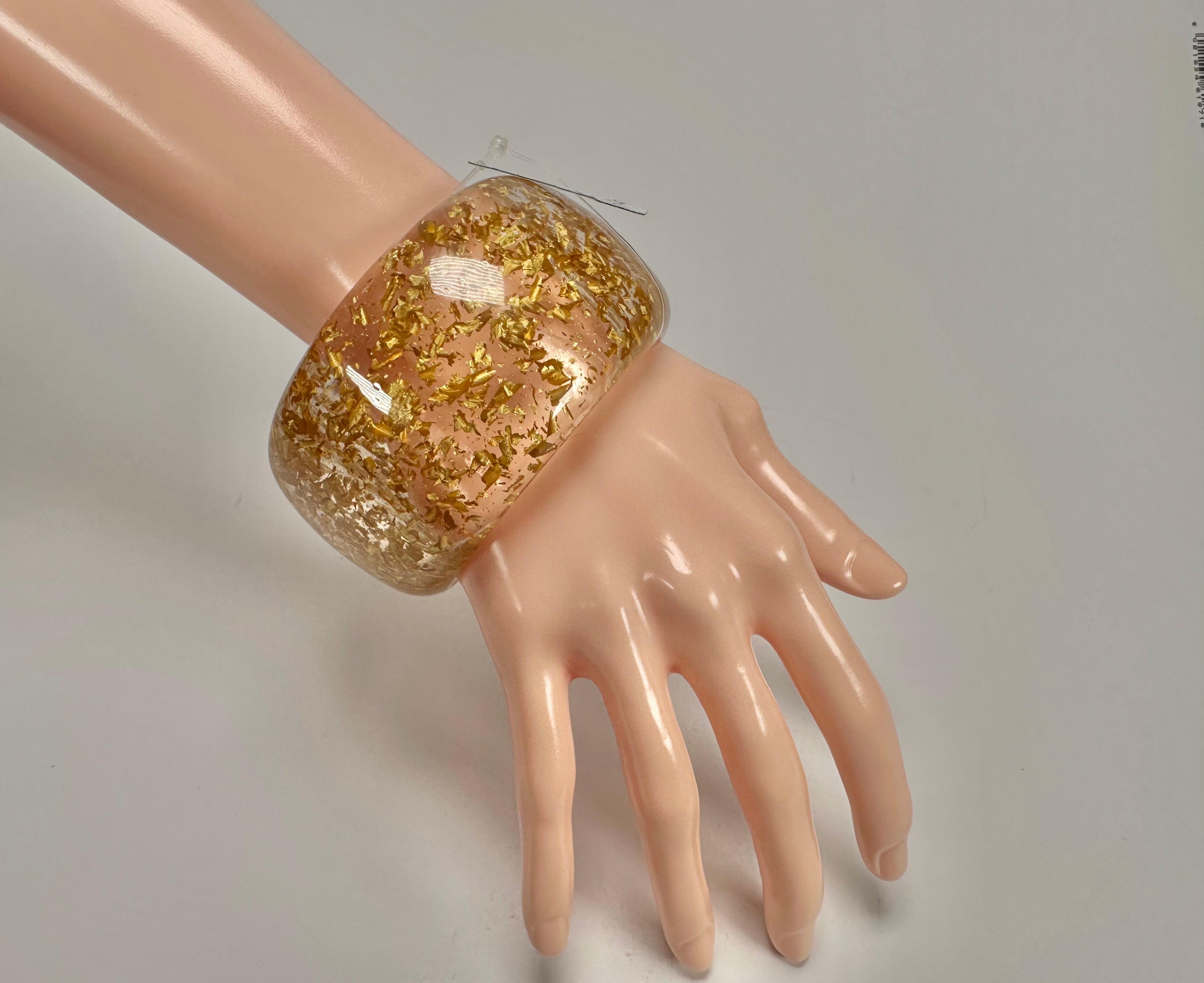 Jackie Brazil "Carmen" Gold Flakes 5cm Resin Bangle ( B2500 )