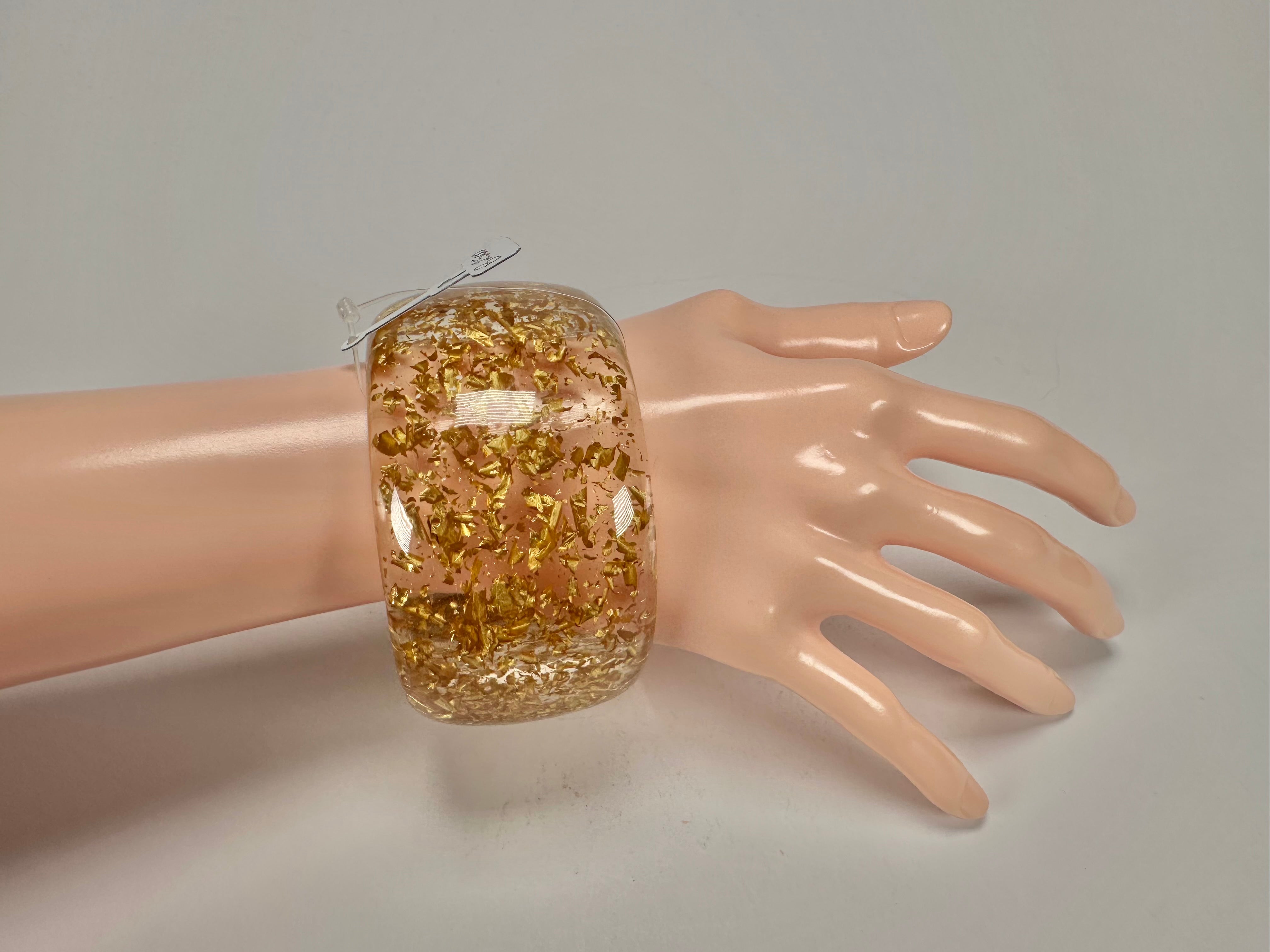 Jackie Brazil "Carmen" Gold Flakes 5cm Resin Bangle ( B2500 )