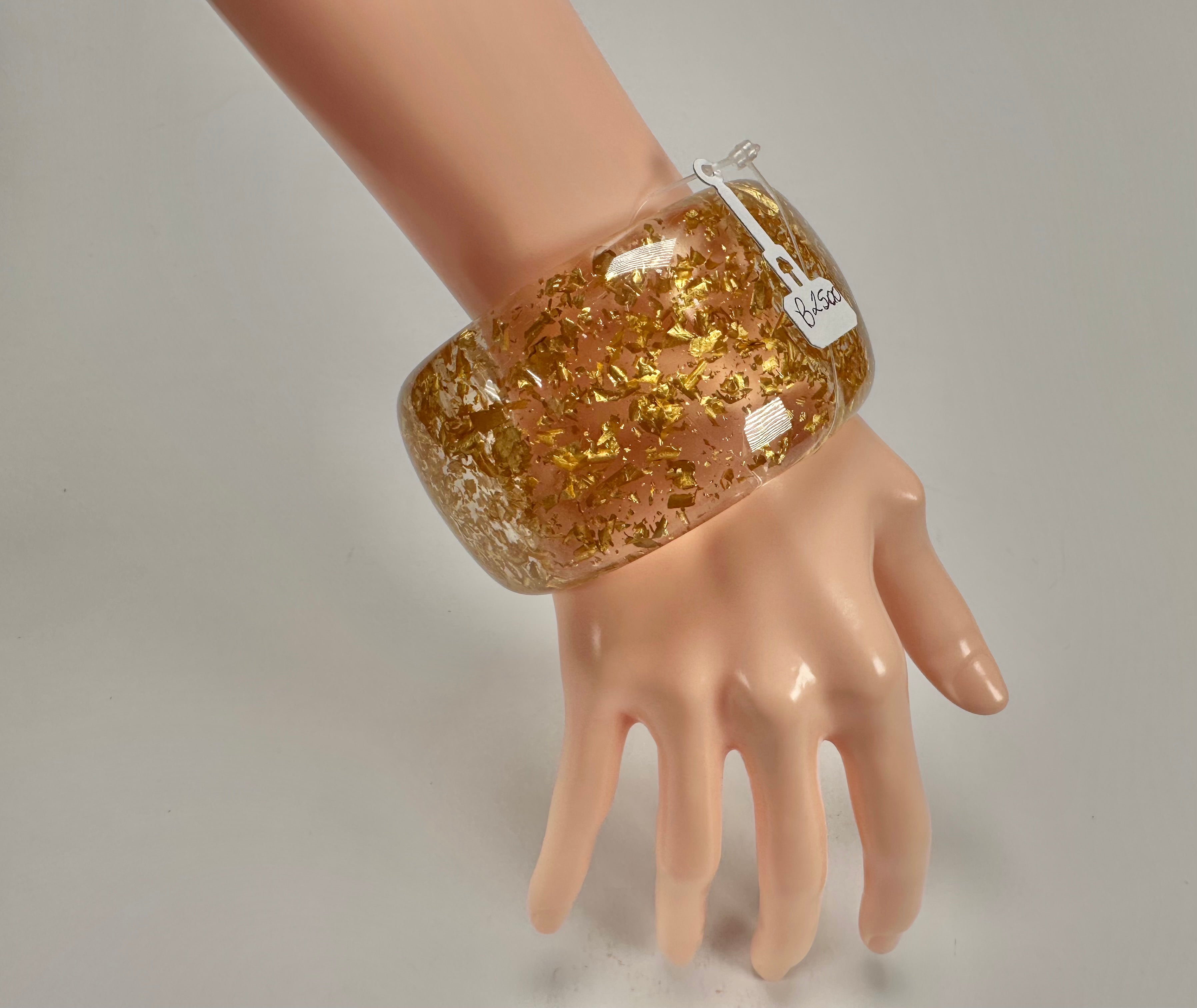 Jackie Brazil "Carmen" Gold Flakes 5cm Resin Bangle ( B2500 )