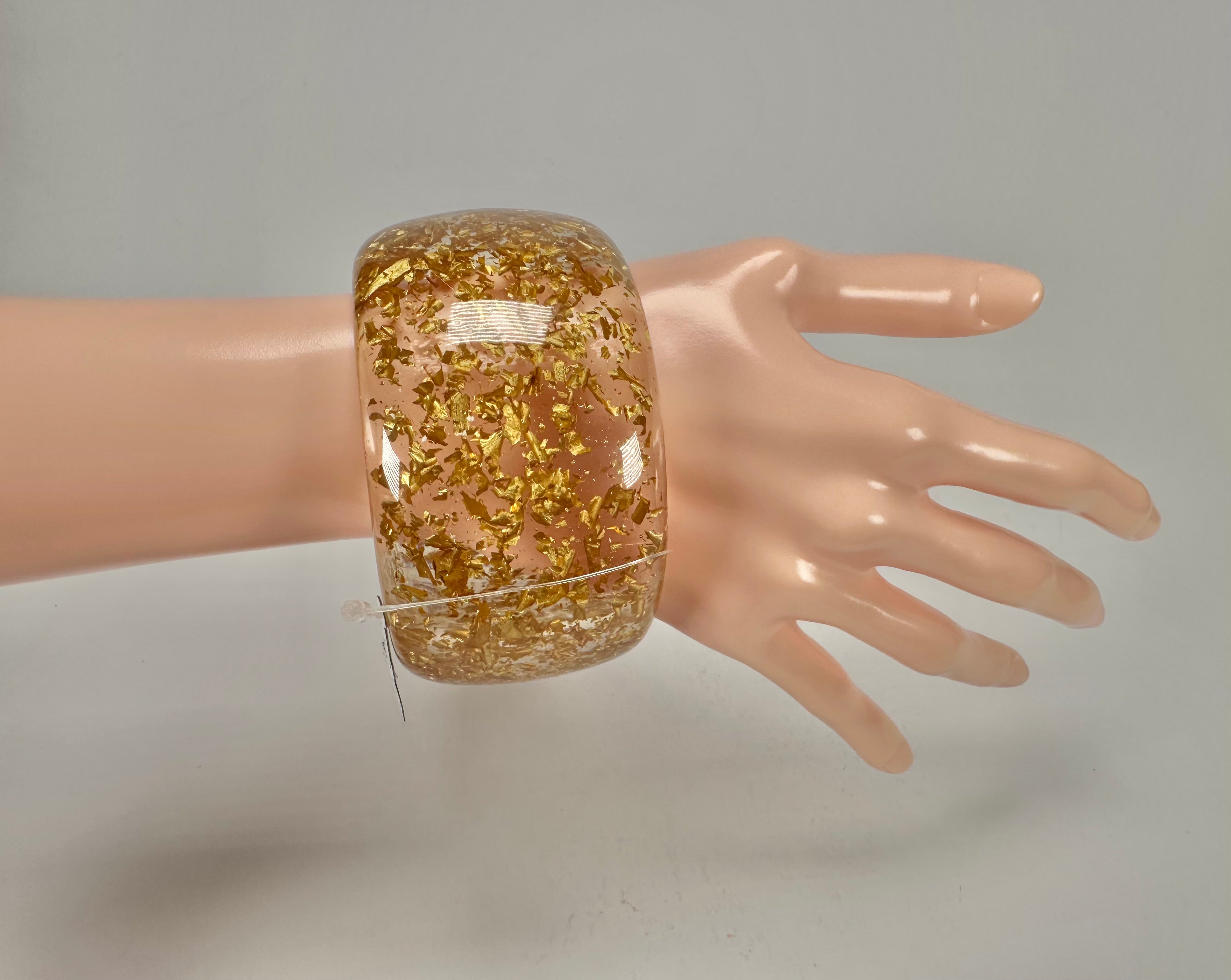 Jackie Brazil "Carmen" Gold Flakes 5cm Resin Bangle ( B2500 )