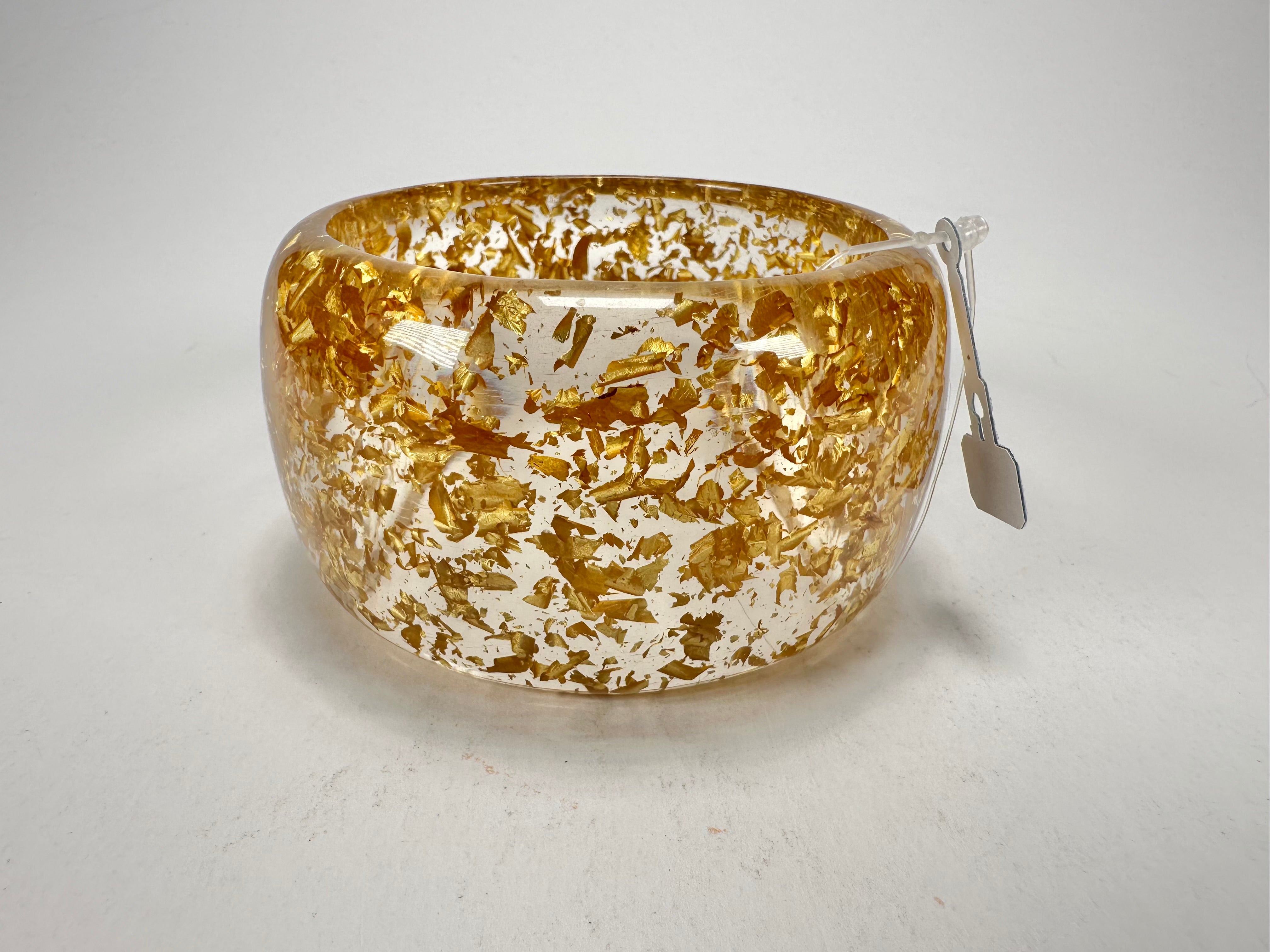 Jackie Brazil "Carmen" Gold Flakes 5cm Resin Bangle ( B2500 )