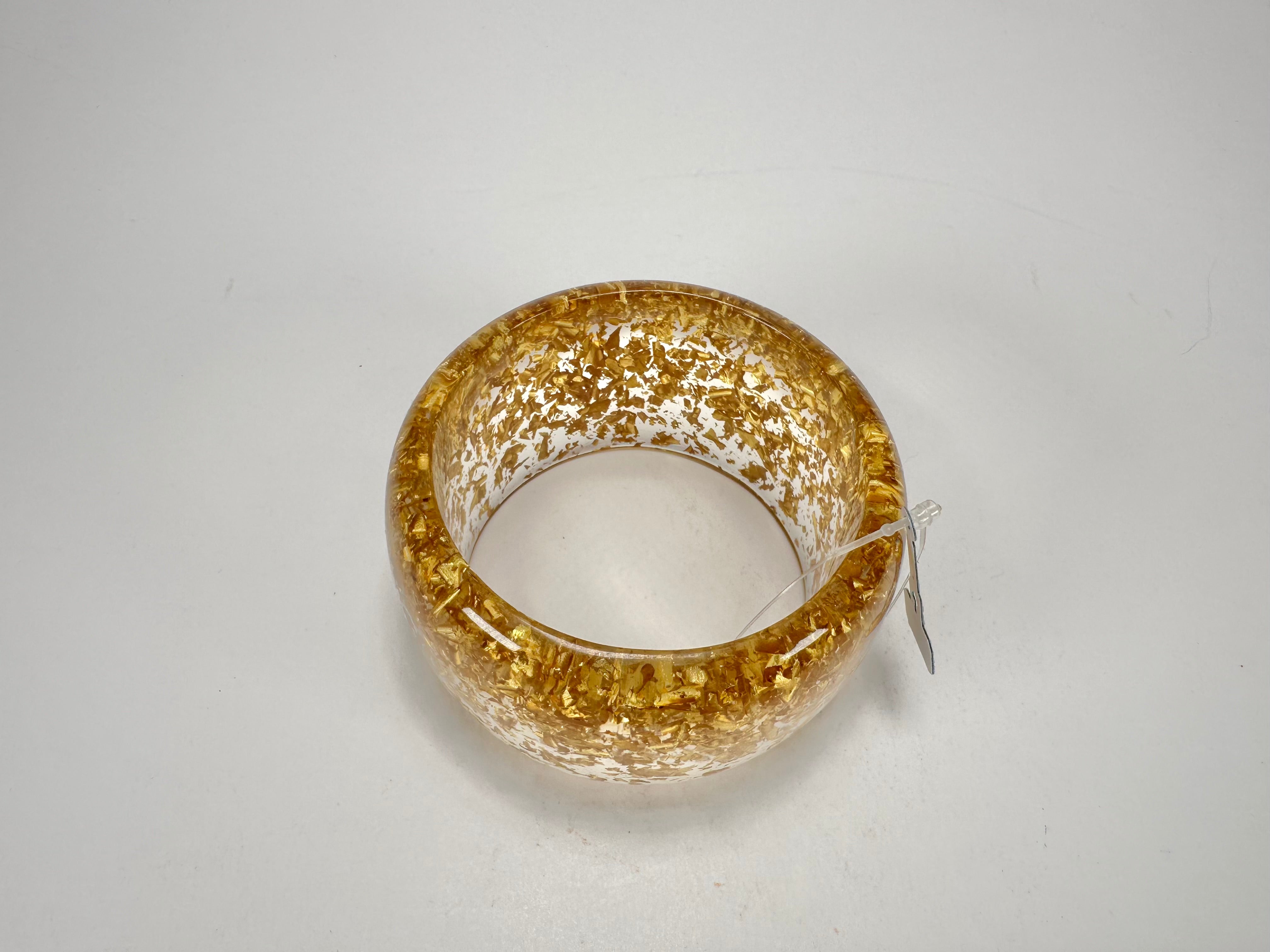 Jackie Brazil "Carmen" Gold Flakes 5cm Resin Bangle ( B2500 )