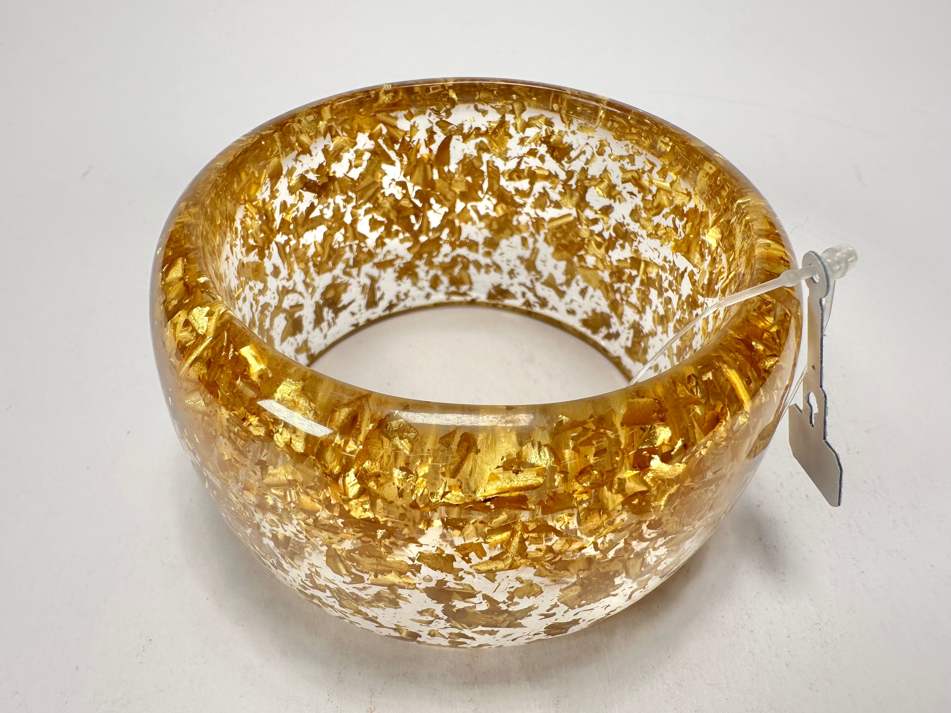 Jackie Brazil "Carmen" Gold Flakes 5cm Resin Bangle ( B2500 )