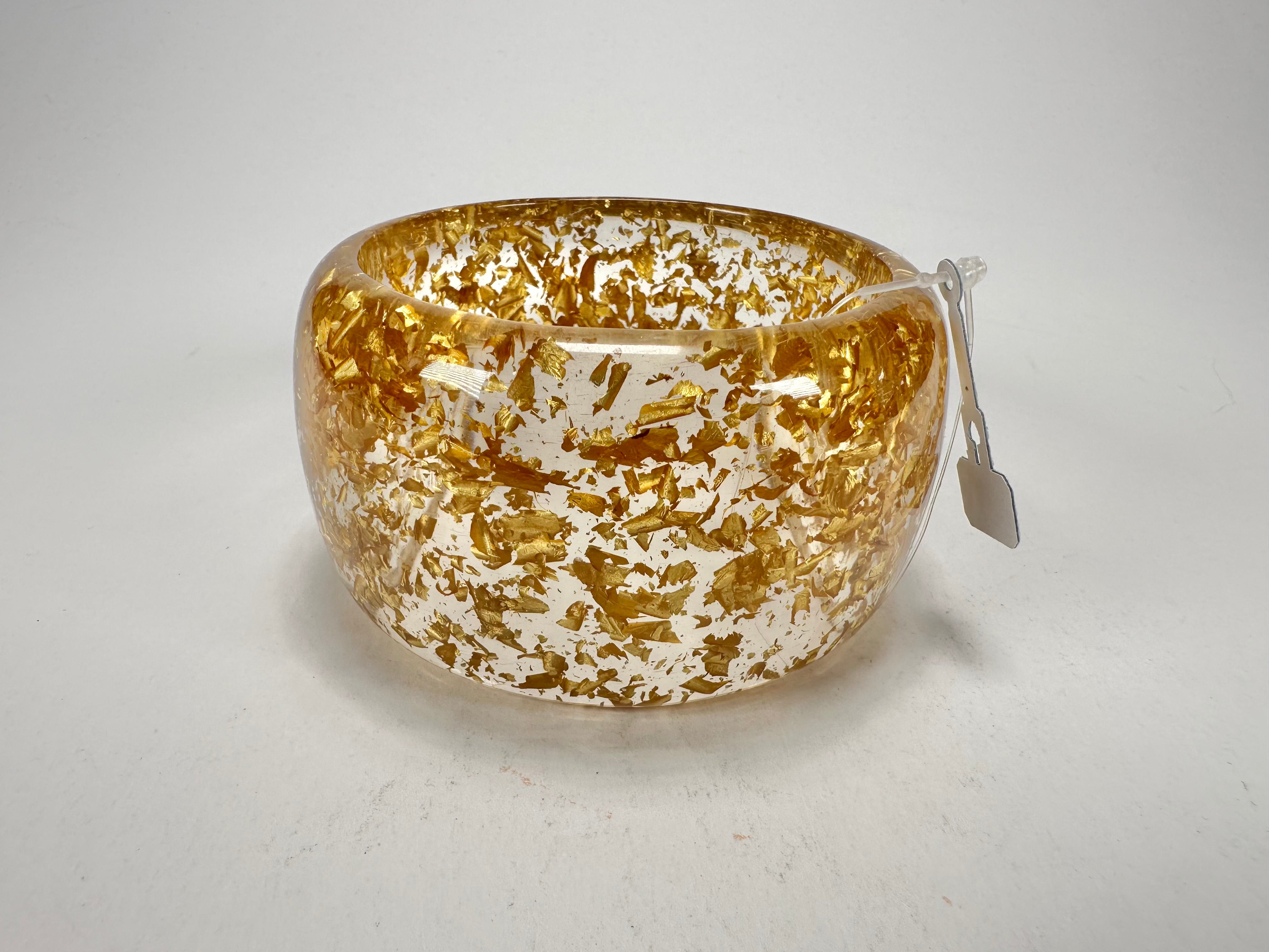 Jackie Brazil "Carmen" Gold Flakes 5cm Resin Bangle ( B2500 )