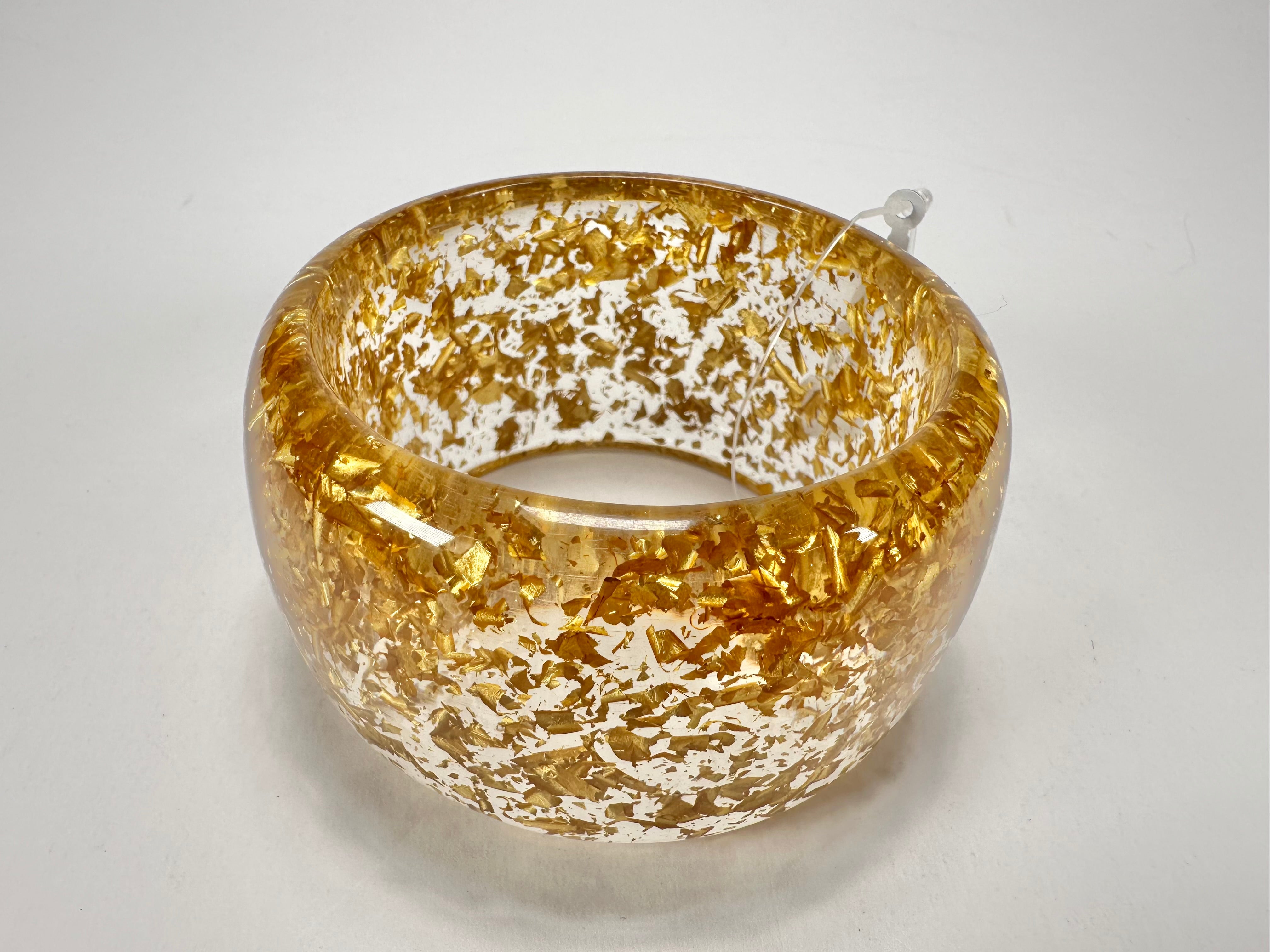 Jackie Brazil "Carmen" Gold Flakes 5cm Resin Bangle ( B2500 )