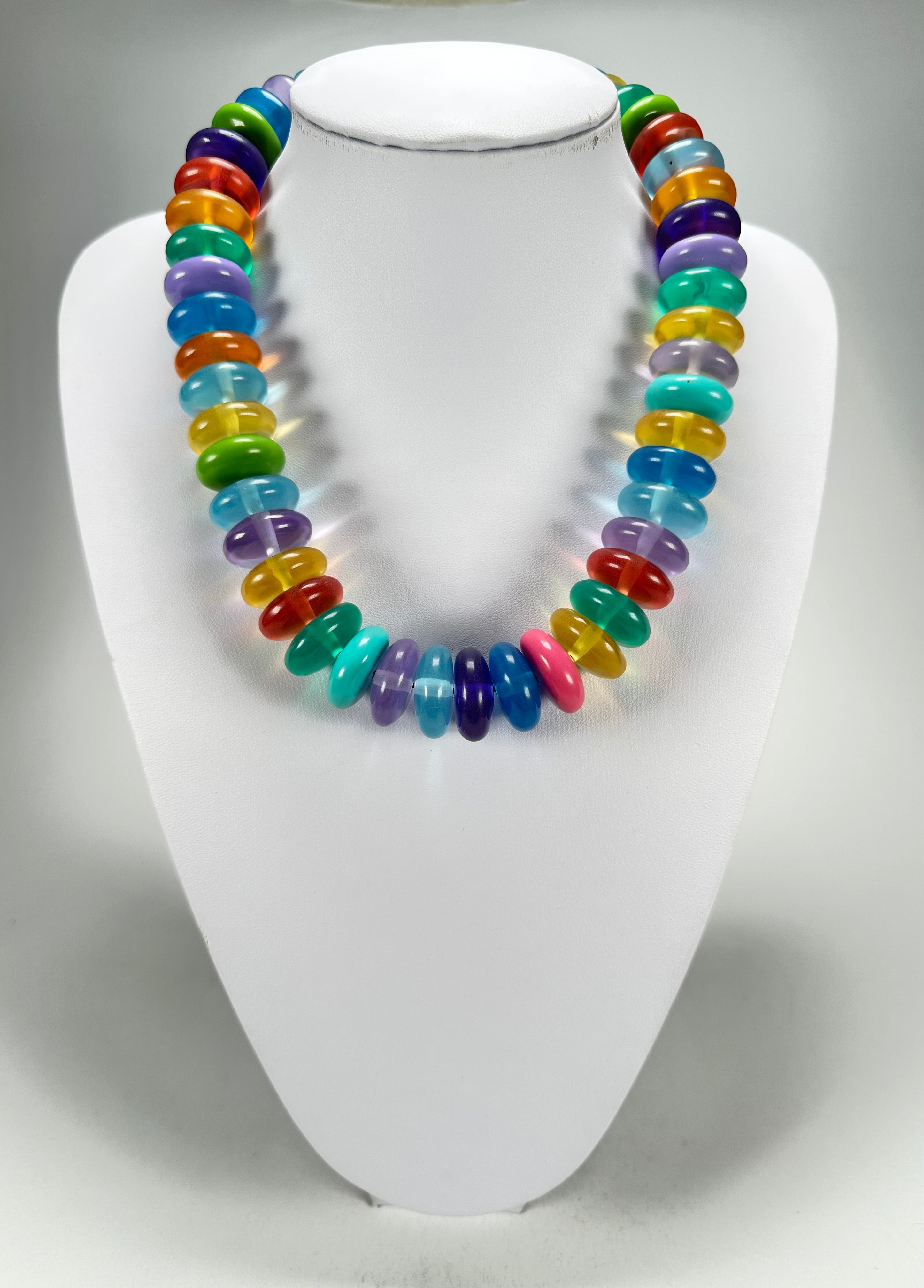 Jackie Brazil "Ana" Transparent Summer Mix Resin Wheels 50cm Necklace ( N0042 )