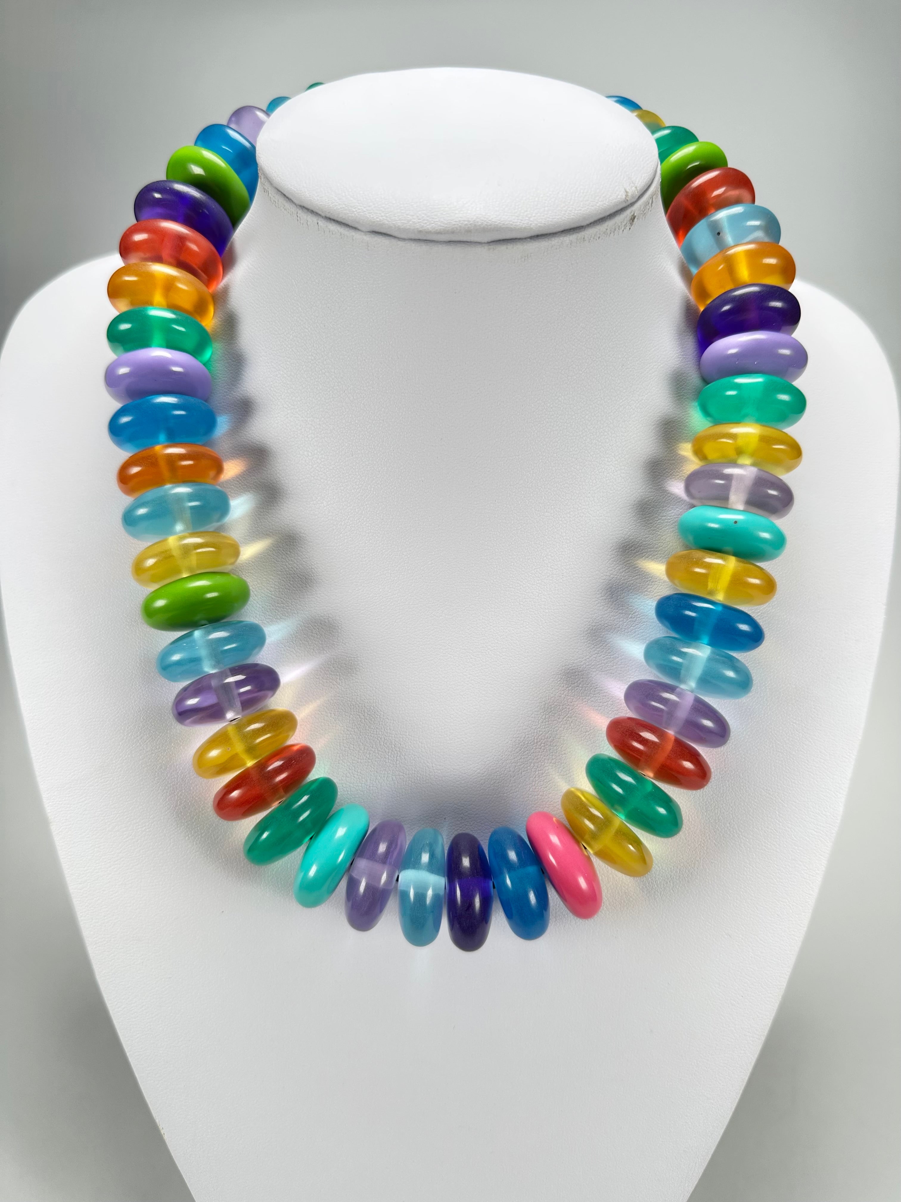 Jackie Brazil "Ana" Transparent Summer Mix Resin Wheels 50cm Necklace ( N0042 )